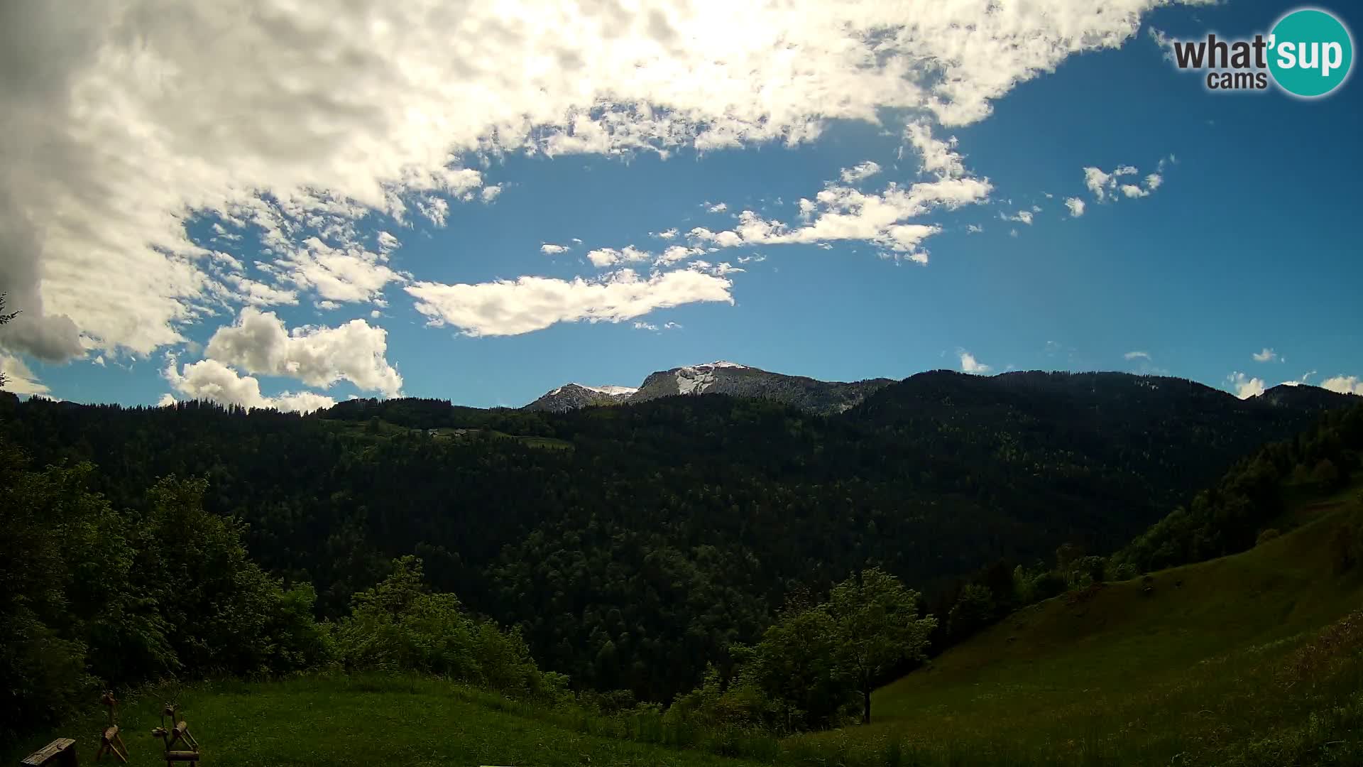Spletna kamera Brunarica Dražgoše – Pogled v živo na Ratitovec (1666 m)