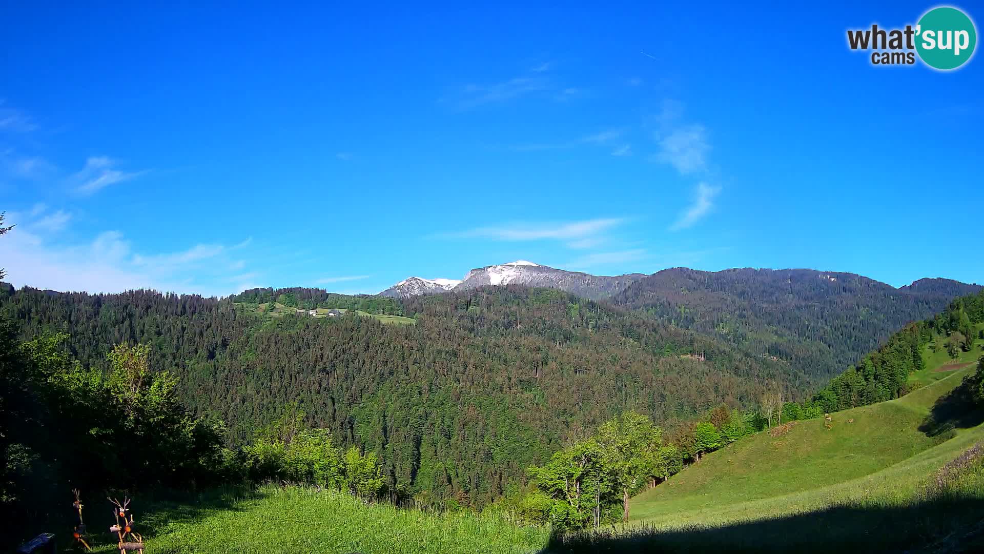 Spletna kamera Brunarica Dražgoše – Pogled v živo na Ratitovec (1666 m)
