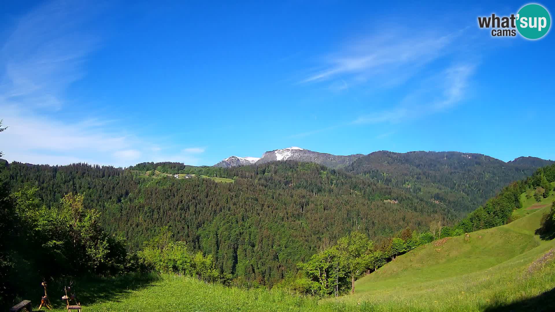 Spletna kamera Brunarica Dražgoše – Pogled v živo na Ratitovec (1666 m)