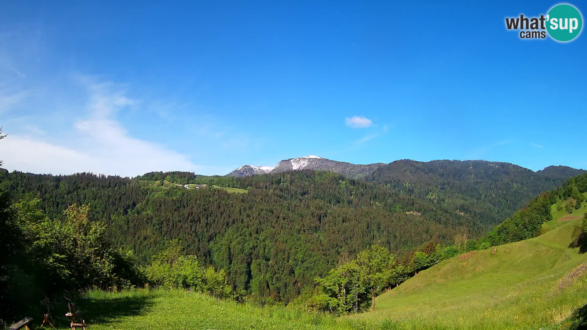 Spletna kamera Brunarica Dražgoše – Pogled v živo na Ratitovec (1666 m)