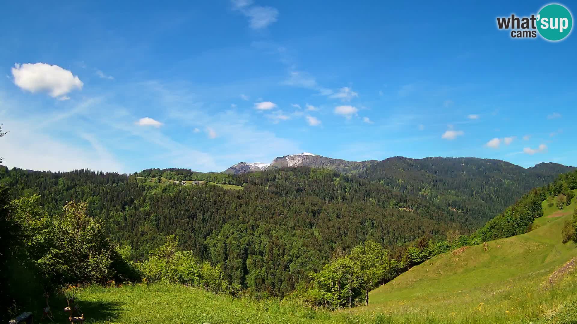 Spletna kamera Brunarica Dražgoše – Pogled v živo na Ratitovec (1666 m)
