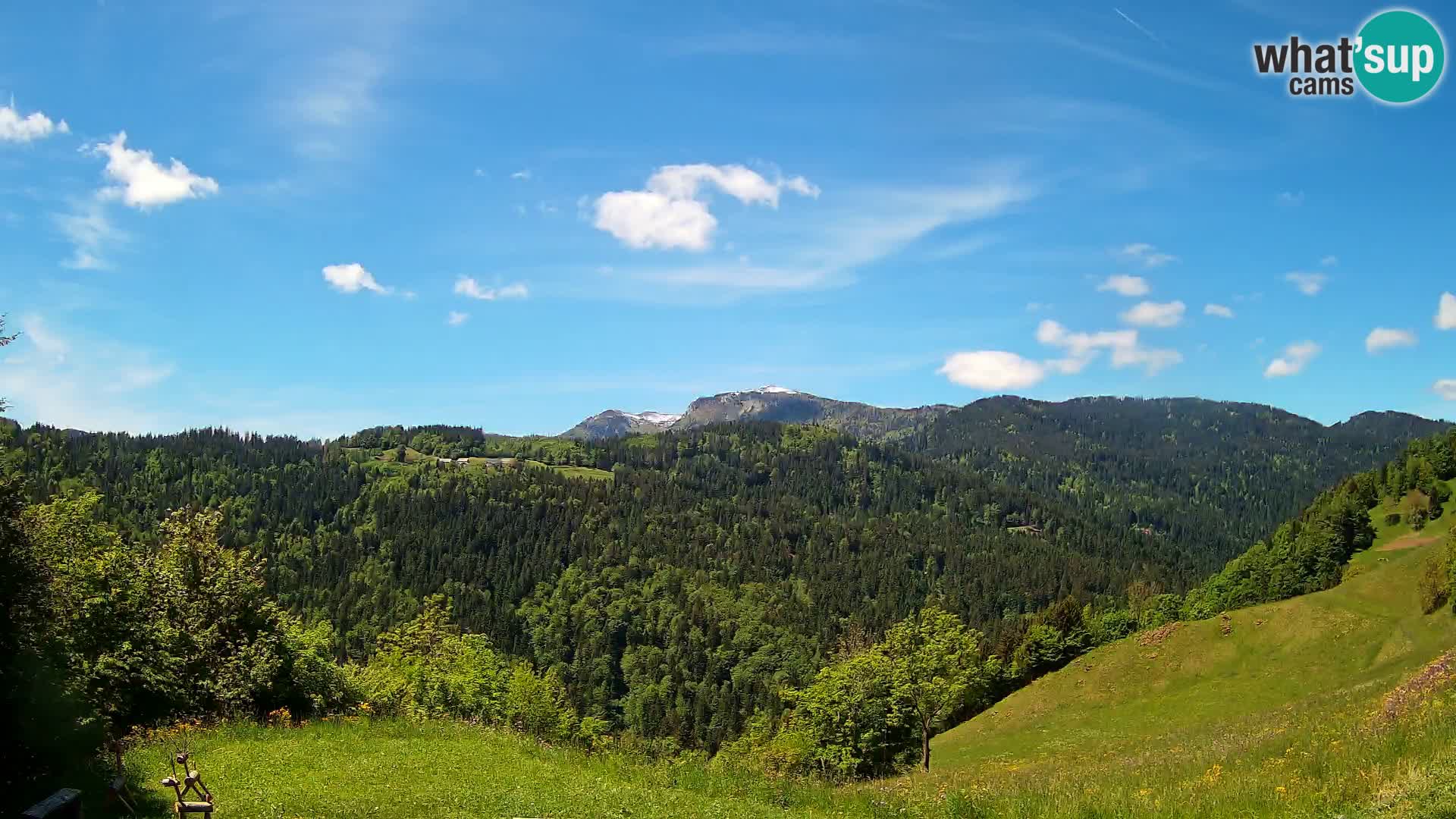 Webcam Brunarica Dražgoše – Liveblick auf Ratitovec (1666 m)