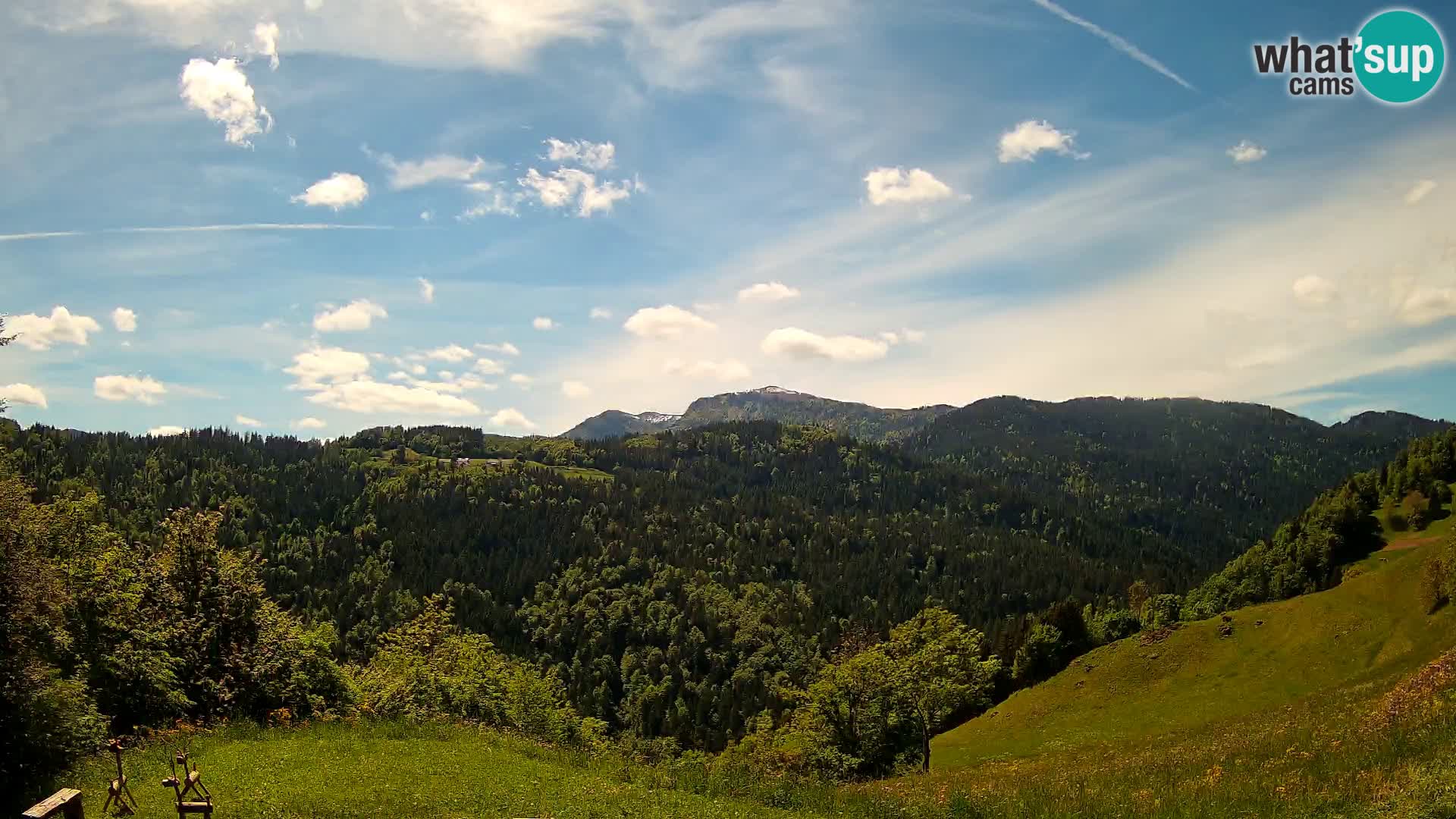 Spletna kamera Brunarica Dražgoše – Pogled v živo na Ratitovec (1666 m)