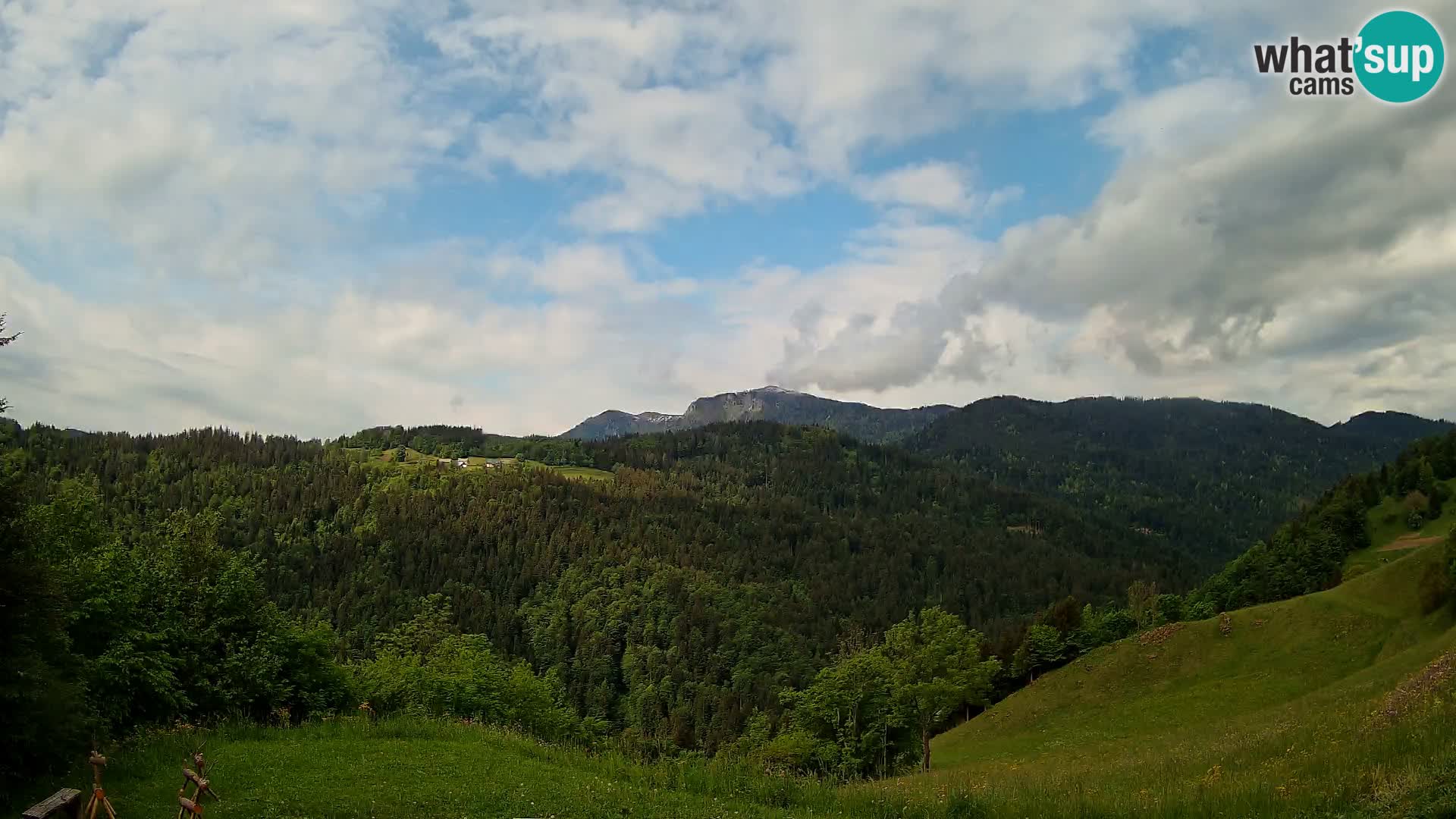 Spletna kamera Brunarica Dražgoše – Pogled v živo na Ratitovec (1666 m)