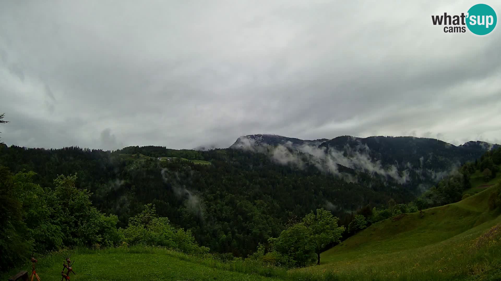 Webcam Brunarica Dražgoše – Live View of Ratitovec (1666 m)