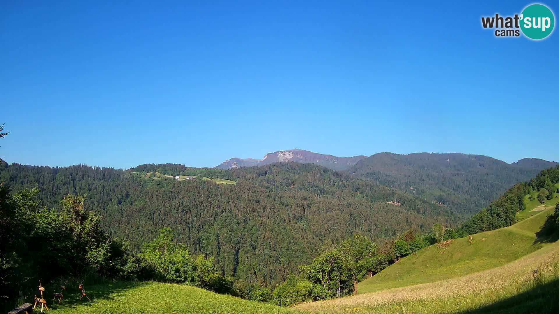 Spletna kamera Brunarica Dražgoše – Pogled v živo na Ratitovec (1666 m)