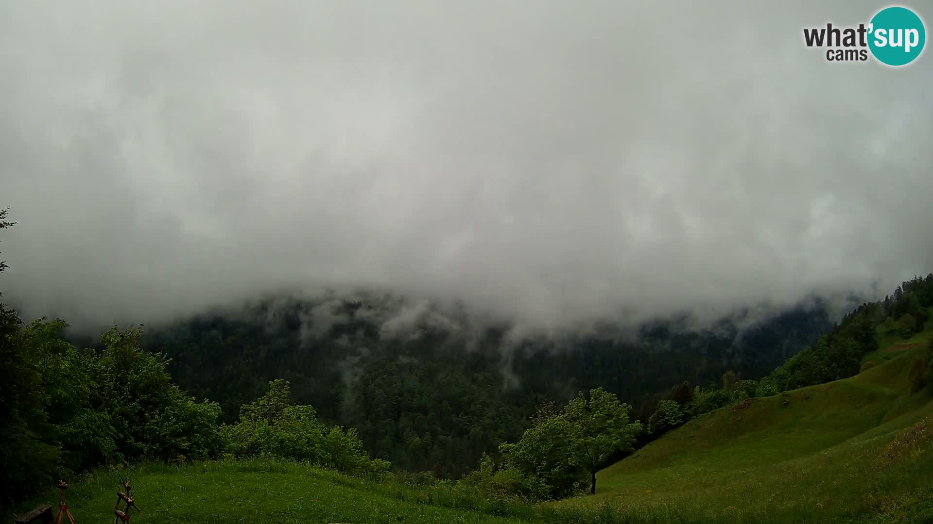 Spletna kamera Brunarica Dražgoše – Pogled v živo na Ratitovec (1666 m)