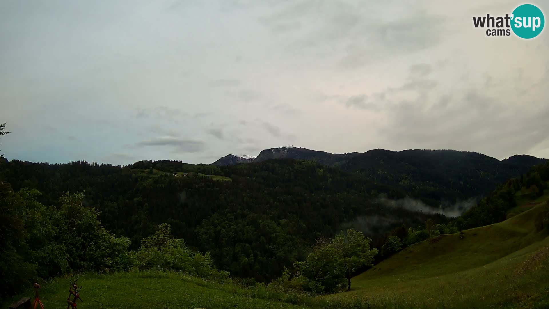 Spletna kamera Brunarica Dražgoše – Pogled v živo na Ratitovec (1666 m)