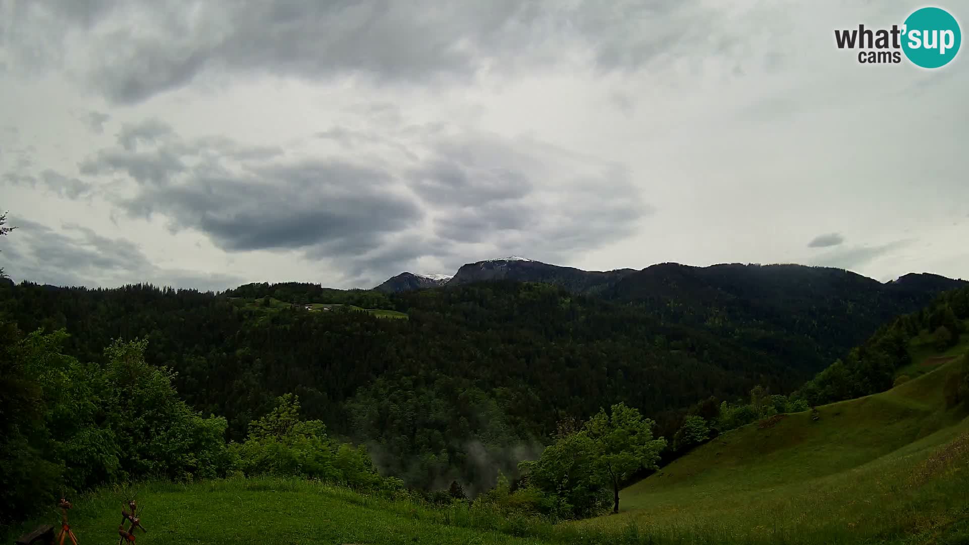 Spletna kamera Brunarica Dražgoše – Pogled v živo na Ratitovec (1666 m)