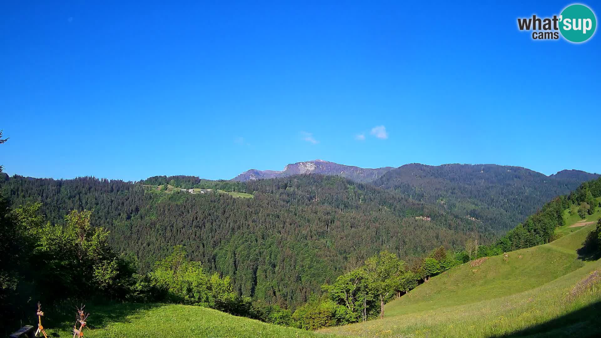 Webcam Brunarica Dražgoše – Live View of Ratitovec (1666 m)