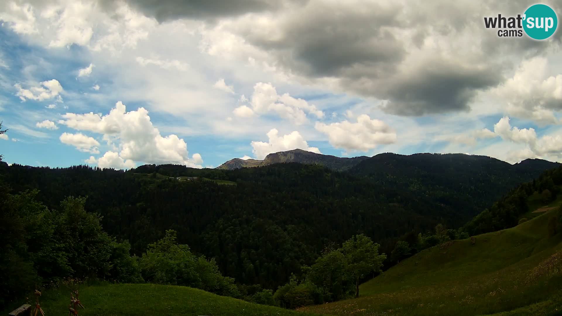 Spletna kamera Brunarica Dražgoše – Pogled v živo na Ratitovec (1666 m)