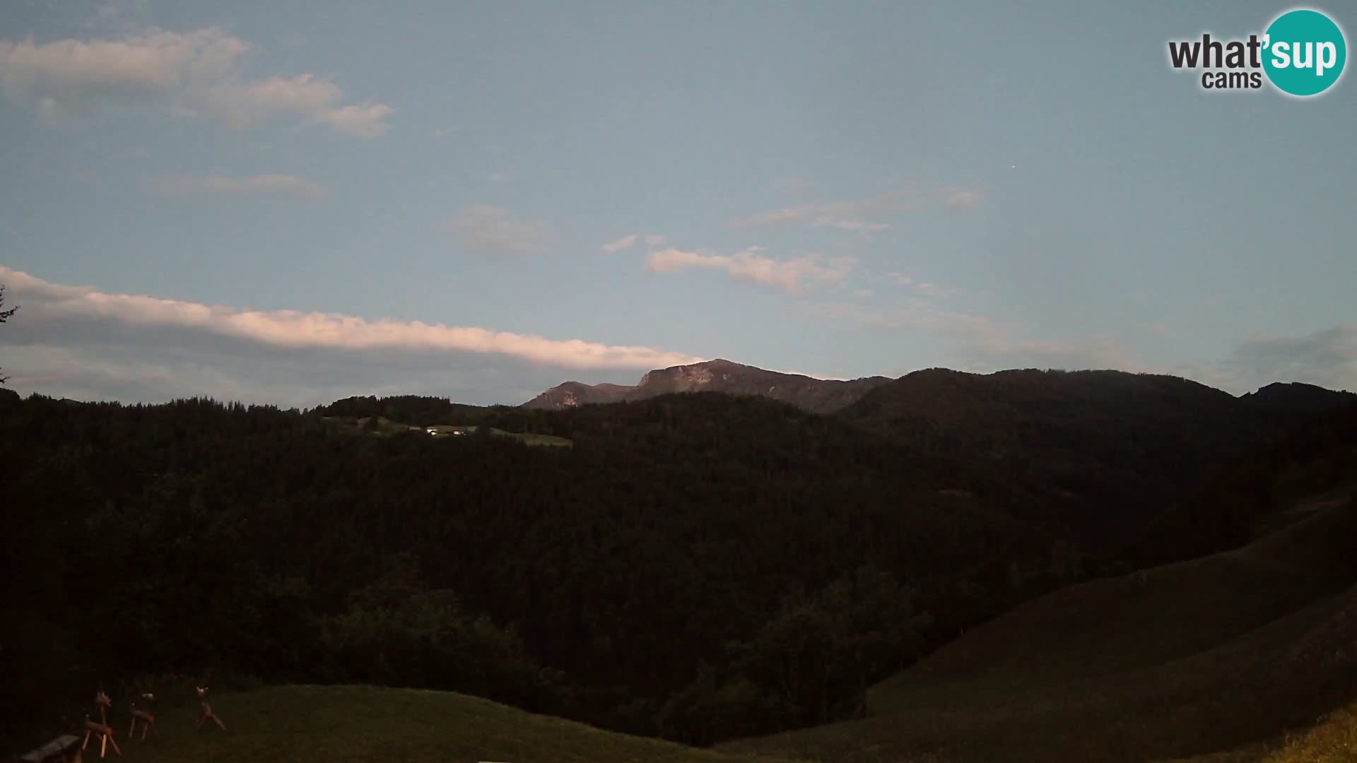 Spletna kamera Brunarica Dražgoše – Pogled v živo na Ratitovec (1666 m)