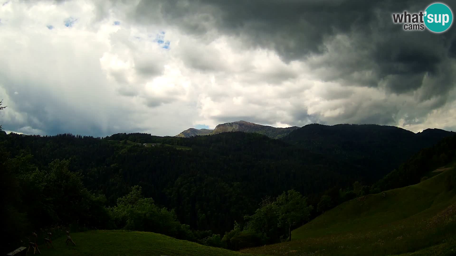 Spletna kamera Brunarica Dražgoše – Pogled v živo na Ratitovec (1666 m)
