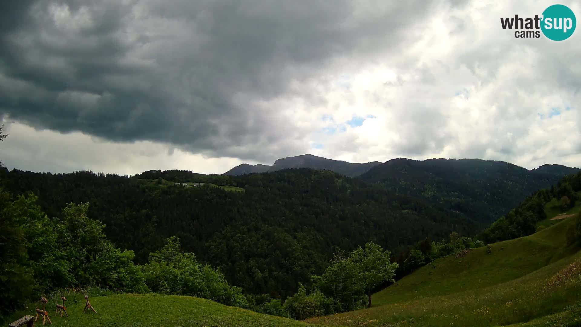 Spletna kamera Brunarica Dražgoše – Pogled v živo na Ratitovec (1666 m)