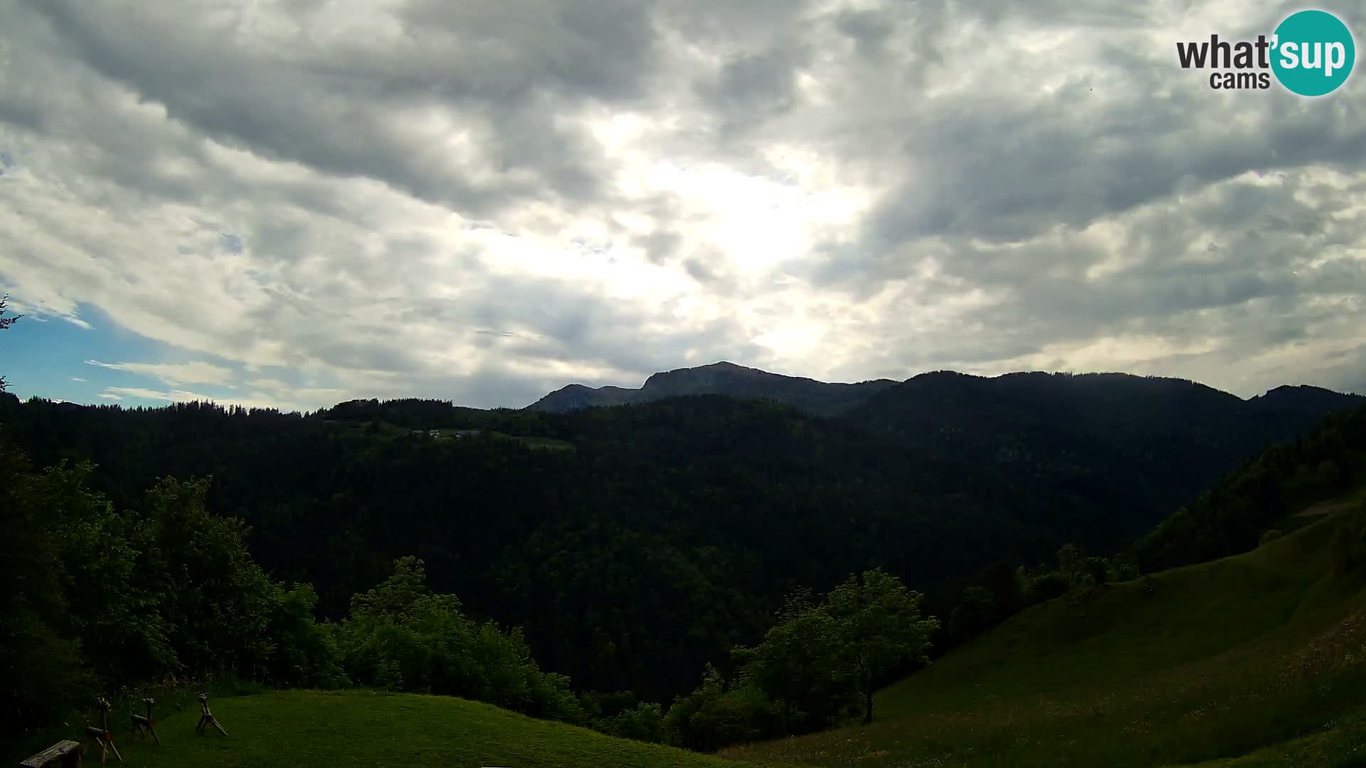 Spletna kamera Brunarica Dražgoše – Pogled v živo na Ratitovec (1666 m)
