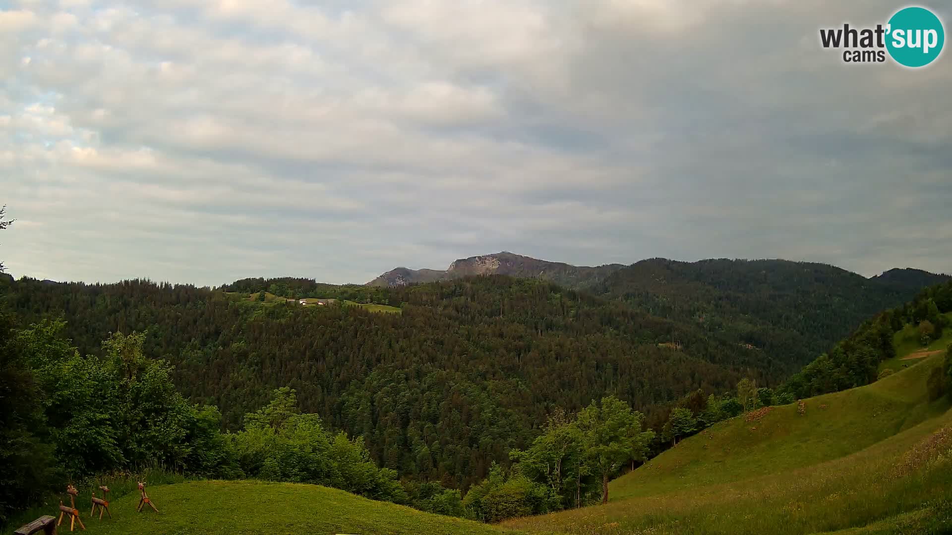 Spletna kamera Brunarica Dražgoše – Pogled v živo na Ratitovec (1666 m)
