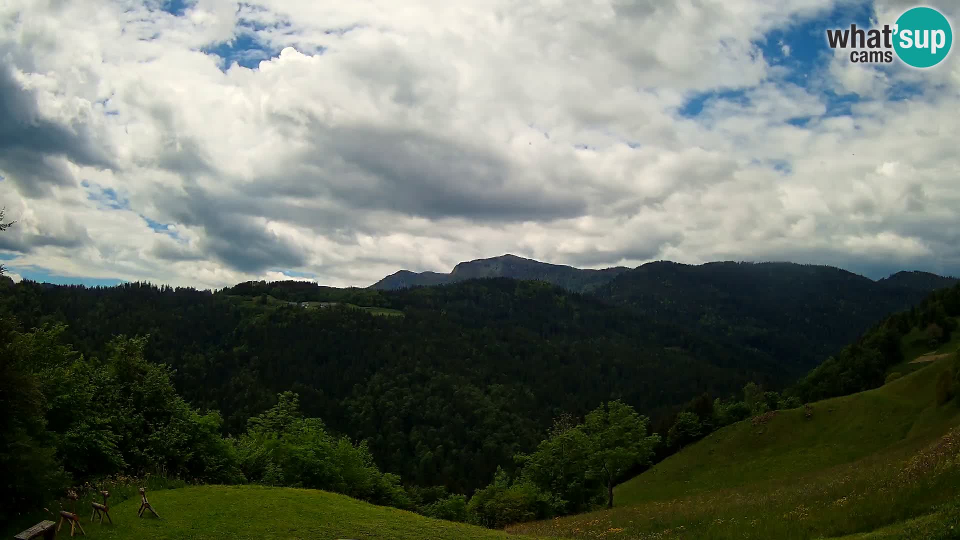Spletna kamera Brunarica Dražgoše – Pogled v živo na Ratitovec (1666 m)