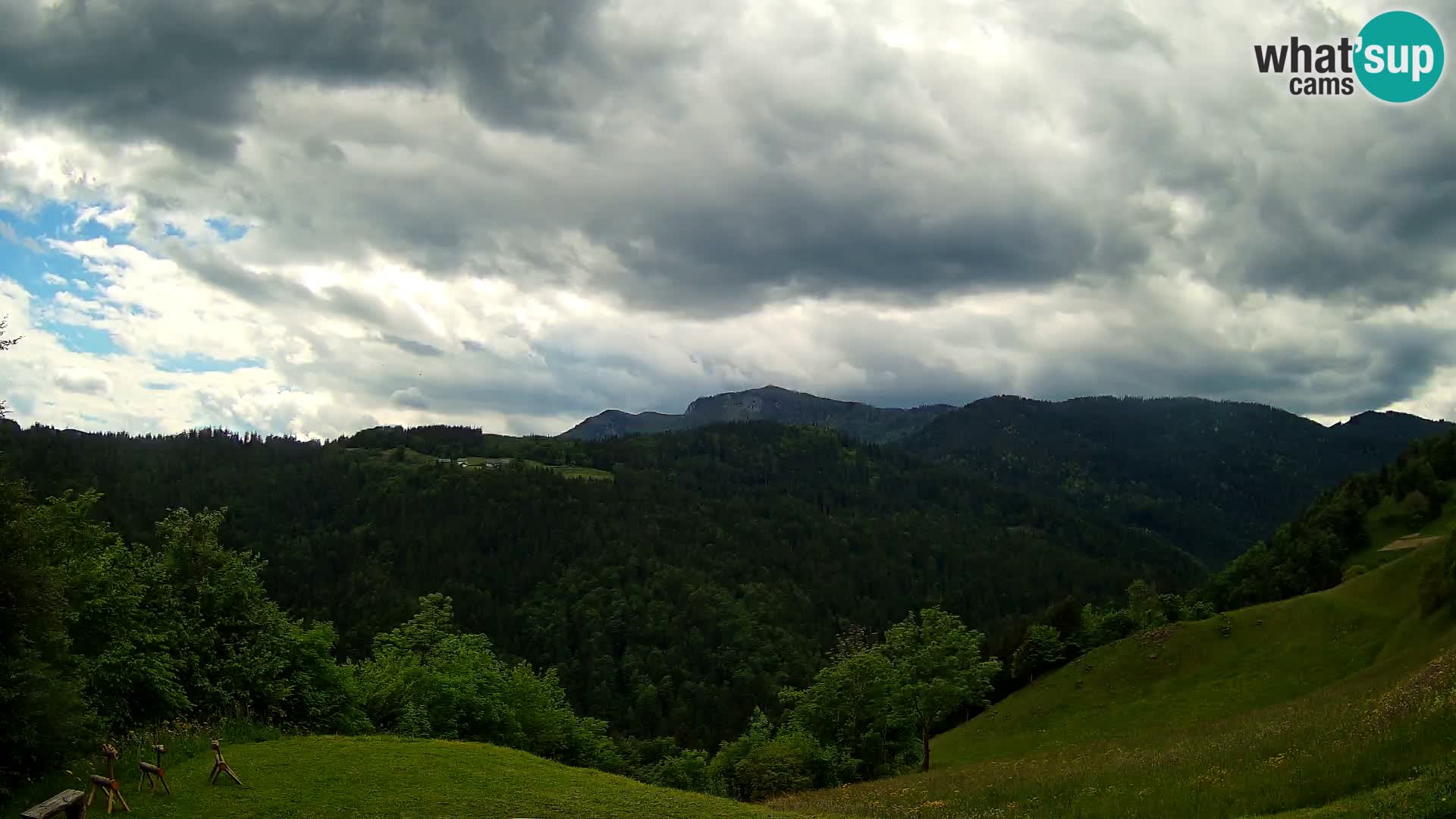 Spletna kamera Brunarica Dražgoše – Pogled v živo na Ratitovec (1666 m)
