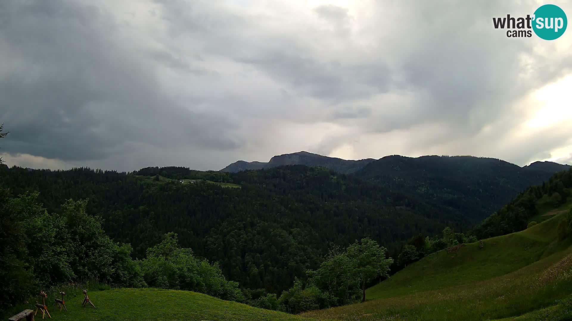 Spletna kamera Brunarica Dražgoše – Pogled v živo na Ratitovec (1666 m)