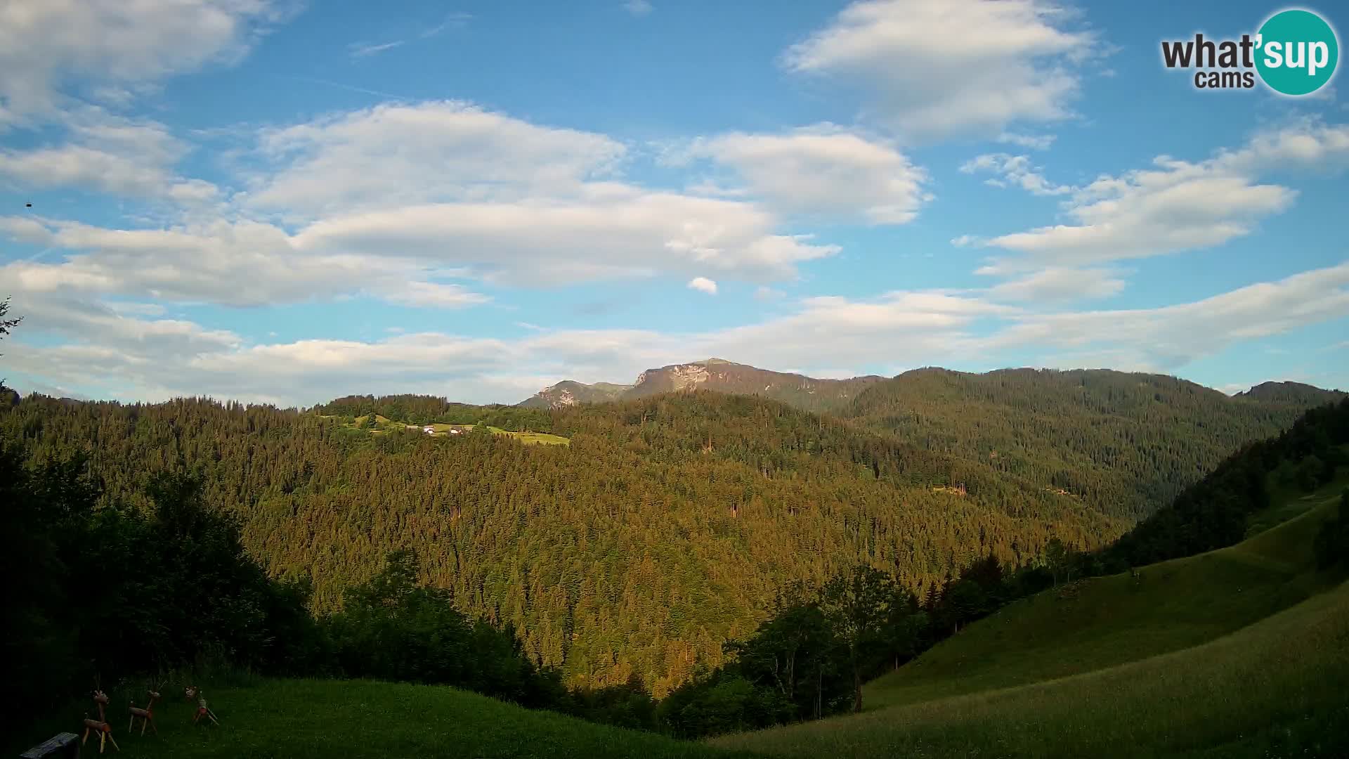 Spletna kamera Brunarica Dražgoše – Pogled v živo na Ratitovec (1666 m)