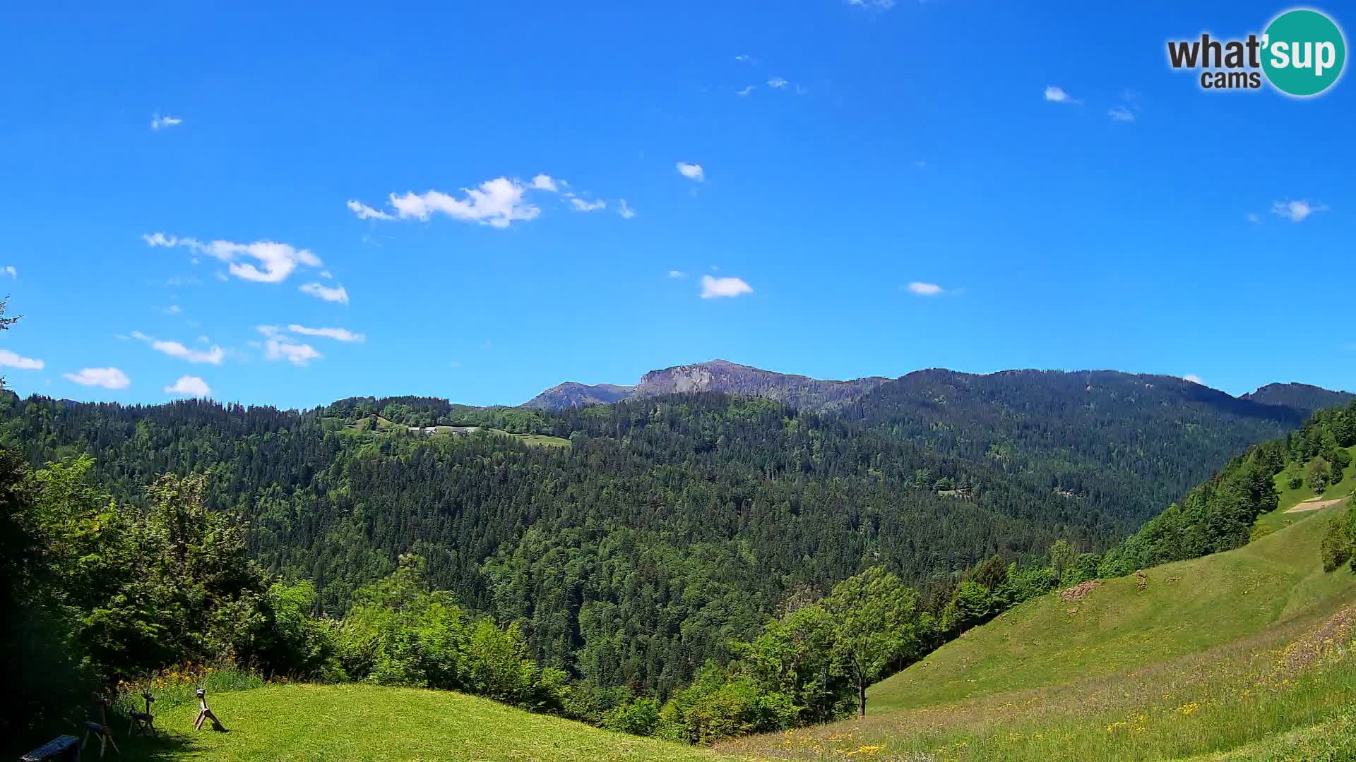 Webcam Brunarica Dražgoše – Vista live sul Ratitovec (1666 m)