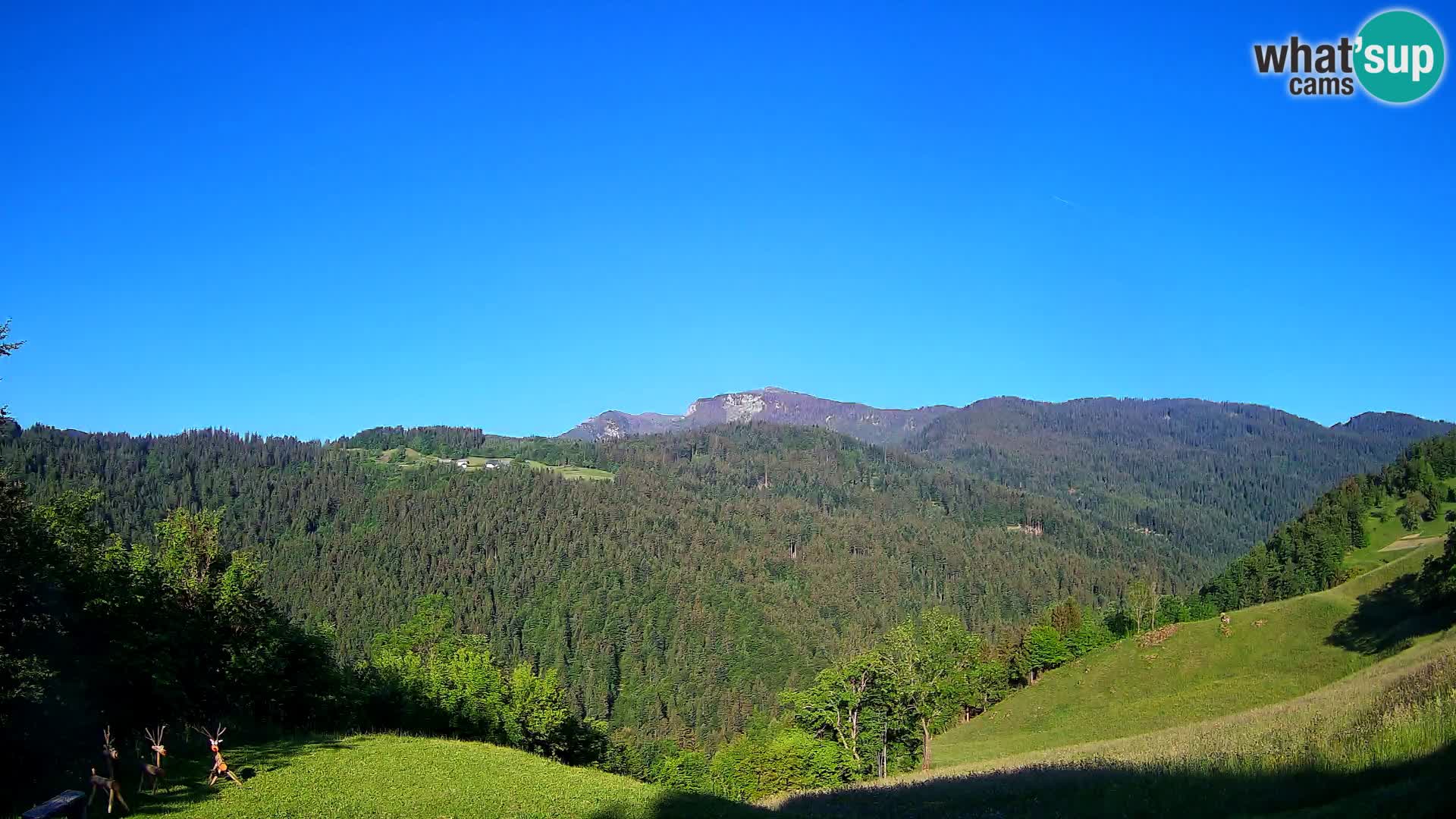 Spletna kamera Brunarica Dražgoše – Pogled v živo na Ratitovec (1666 m)