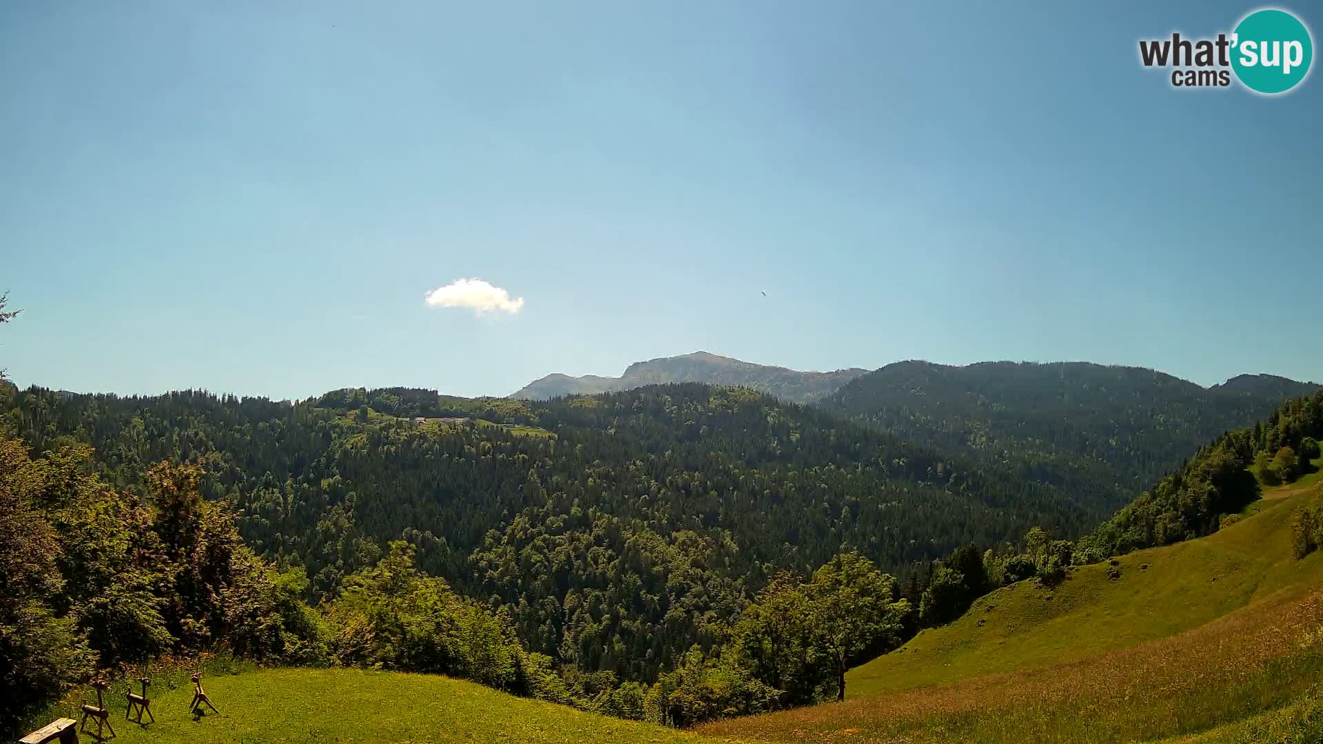 Spletna kamera Brunarica Dražgoše – Pogled v živo na Ratitovec (1666 m)