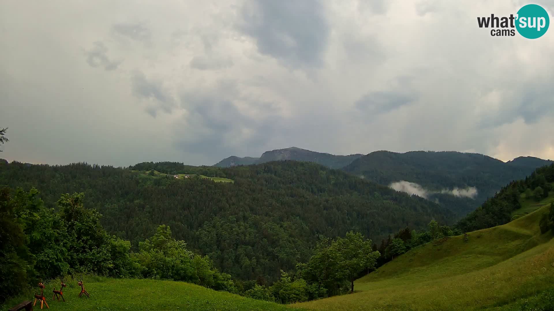 Spletna kamera Brunarica Dražgoše – Pogled v živo na Ratitovec (1666 m)