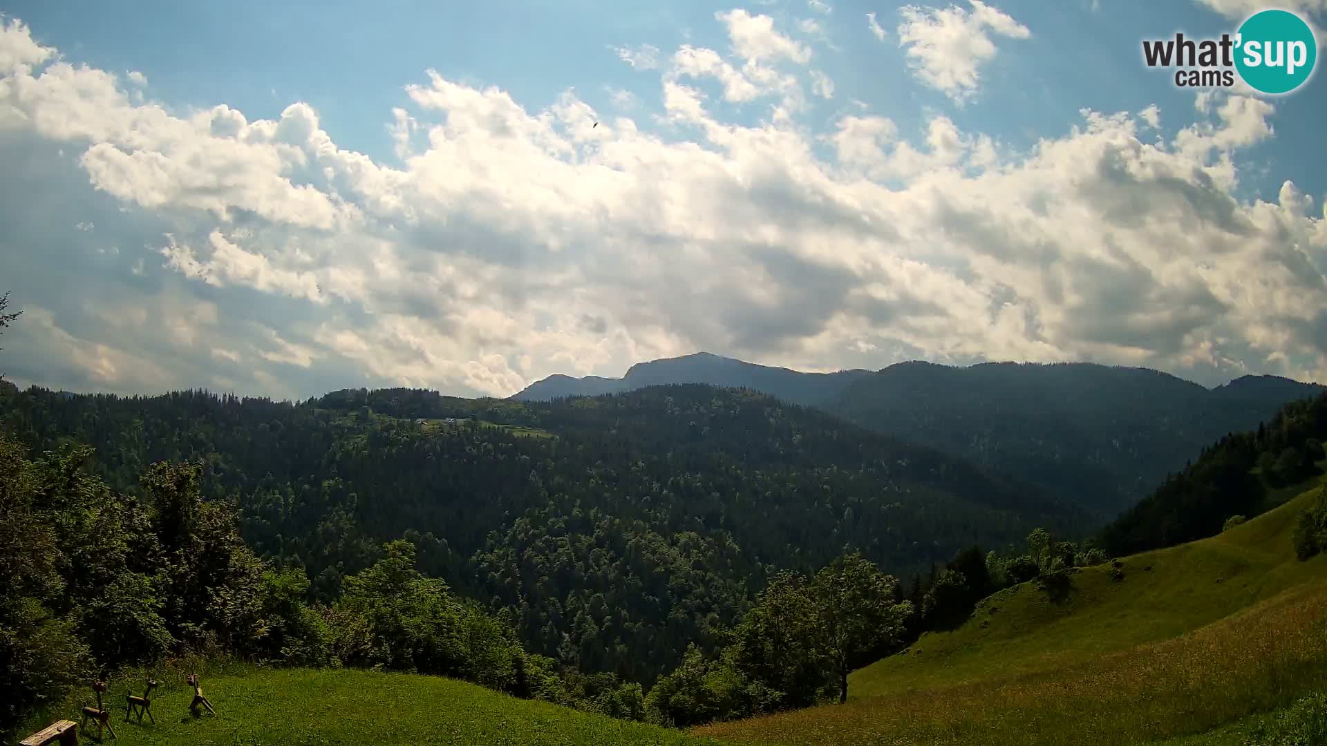 Spletna kamera Brunarica Dražgoše – Pogled v živo na Ratitovec (1666 m)