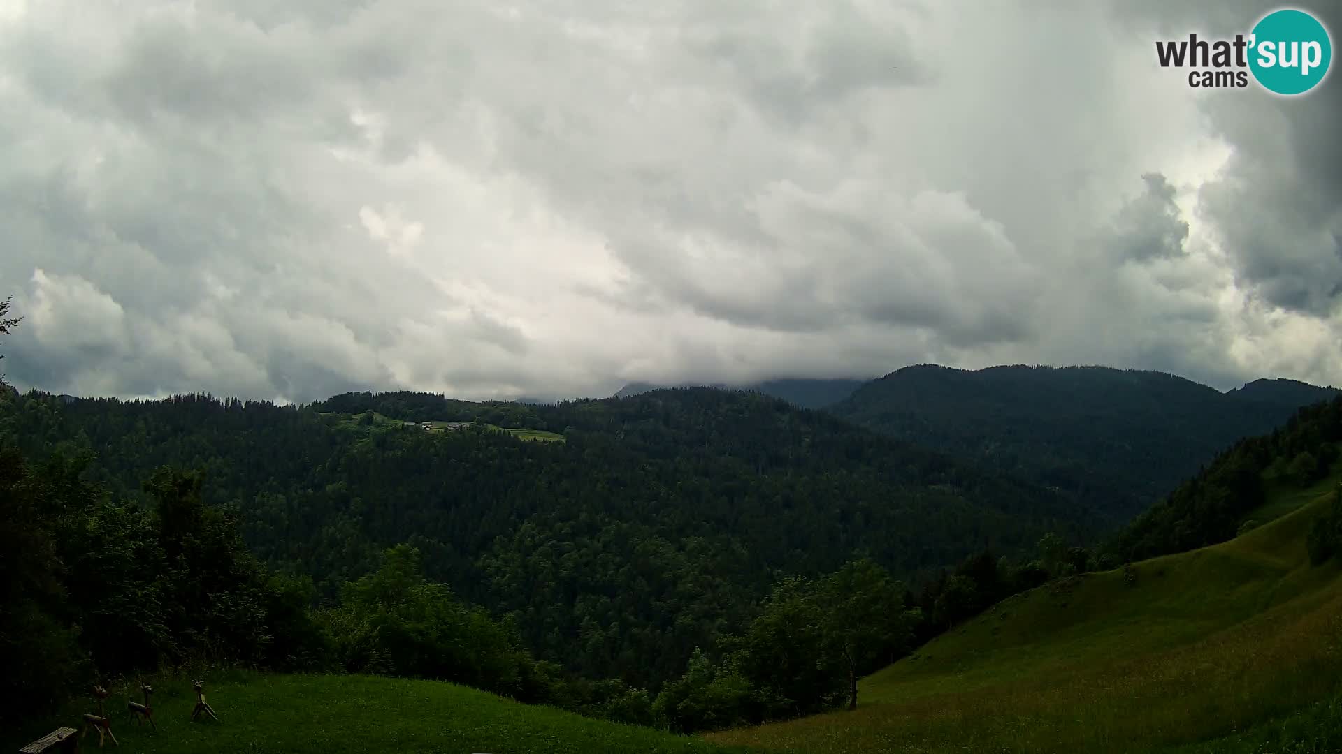 Spletna kamera Brunarica Dražgoše – Pogled v živo na Ratitovec (1666 m)