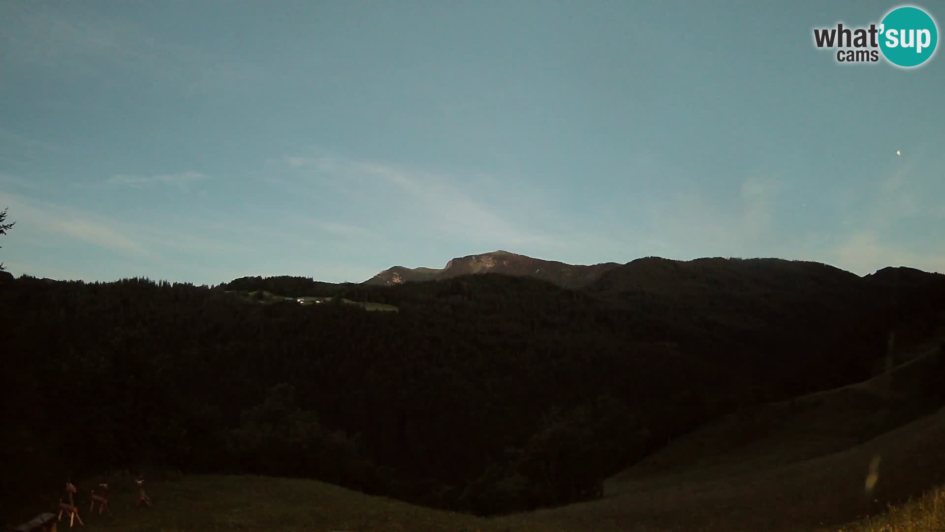 Spletna kamera Brunarica Dražgoše – Pogled v živo na Ratitovec (1666 m)