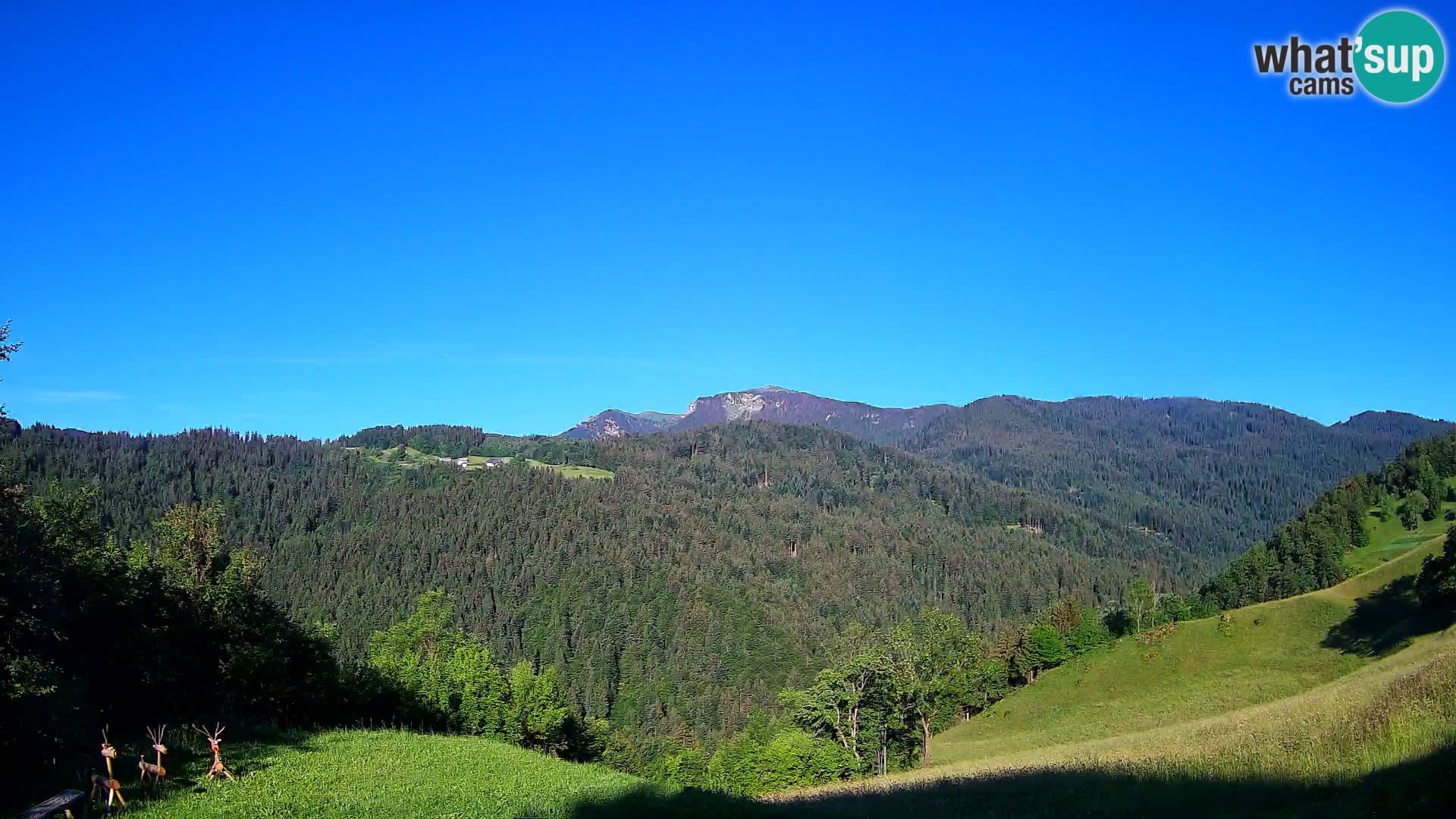 Spletna kamera Brunarica Dražgoše – Pogled v živo na Ratitovec (1666 m)
