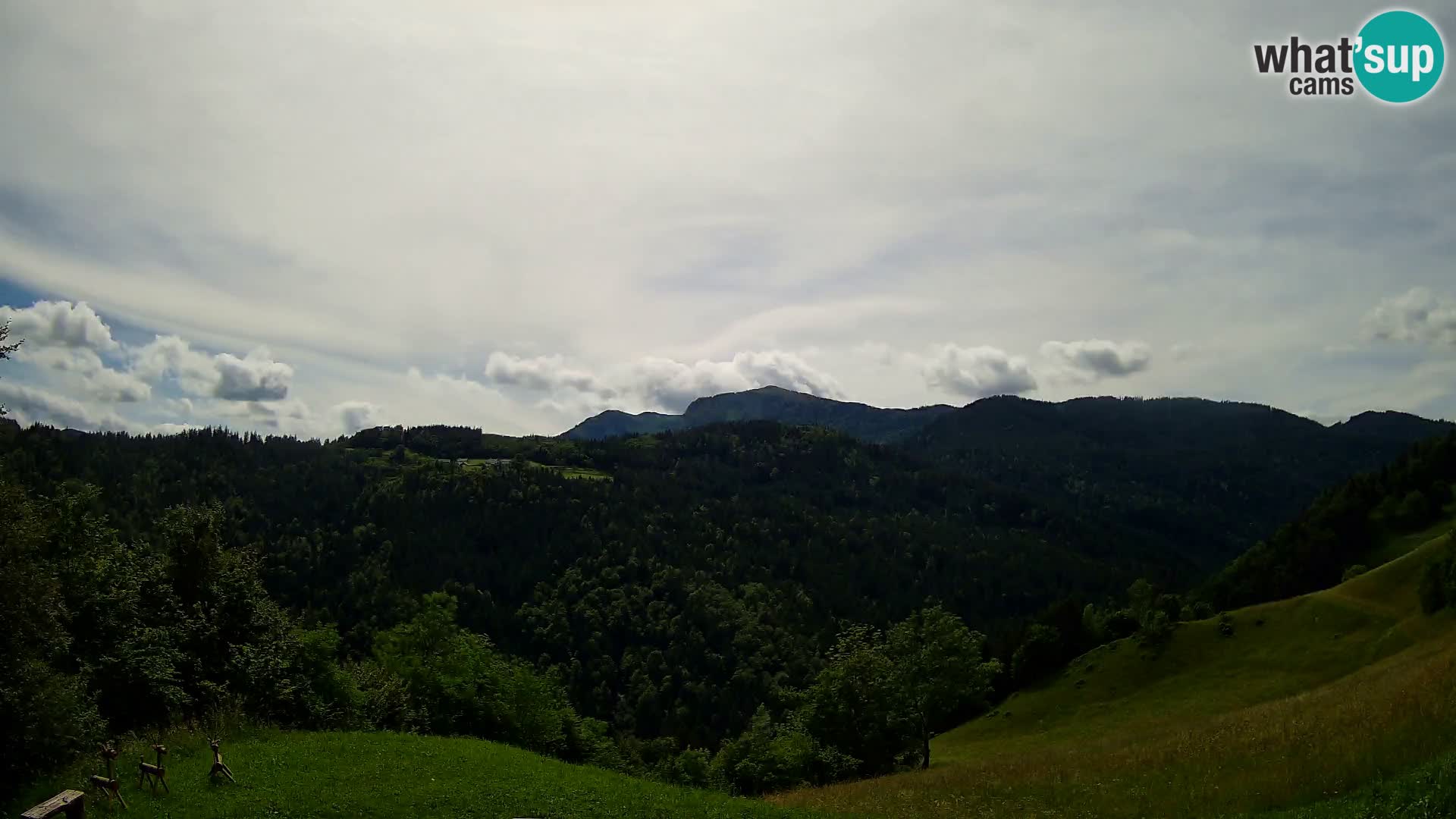 Spletna kamera Brunarica Dražgoše – Pogled v živo na Ratitovec (1666 m)