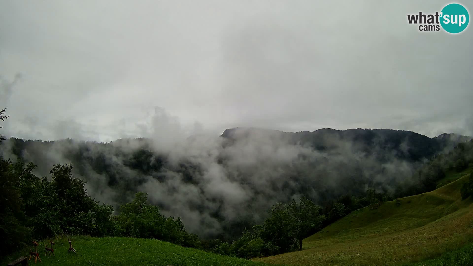Spletna kamera Brunarica Dražgoše – Pogled v živo na Ratitovec (1666 m)