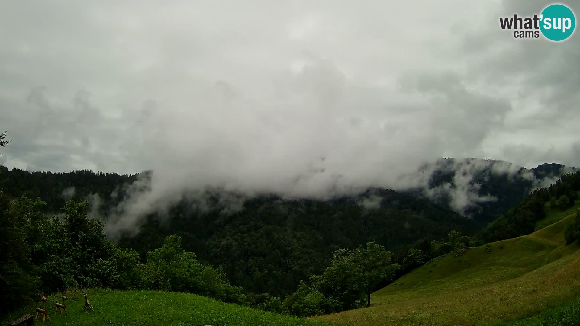 Spletna kamera Brunarica Dražgoše – Pogled v živo na Ratitovec (1666 m)
