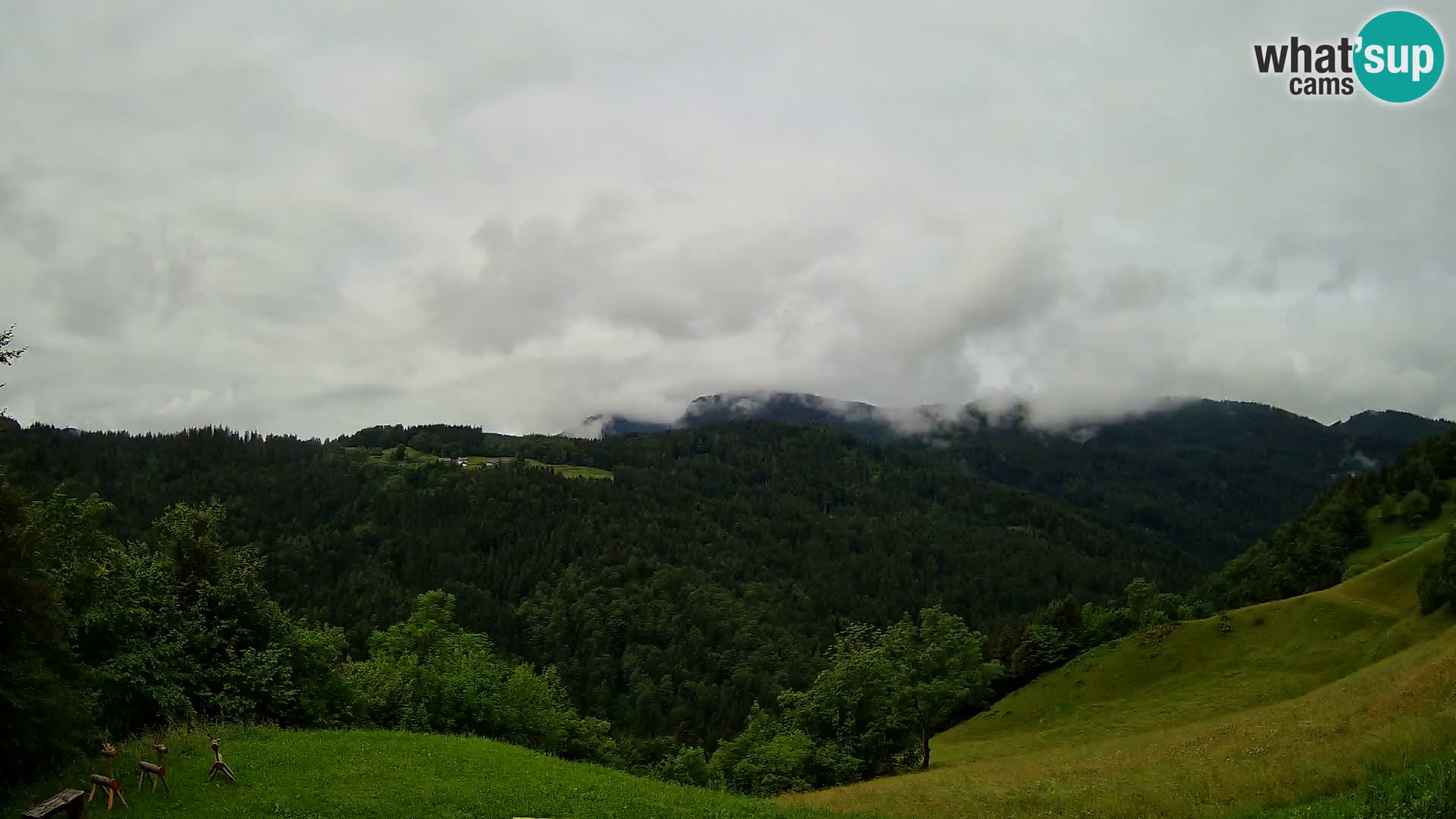 Spletna kamera Brunarica Dražgoše – Pogled v živo na Ratitovec (1666 m)