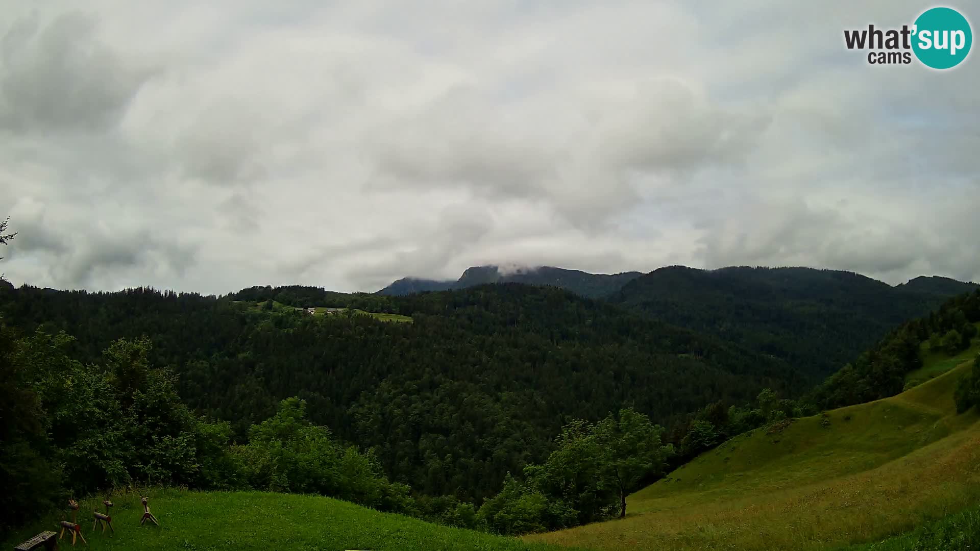Spletna kamera Brunarica Dražgoše – Pogled v živo na Ratitovec (1666 m)