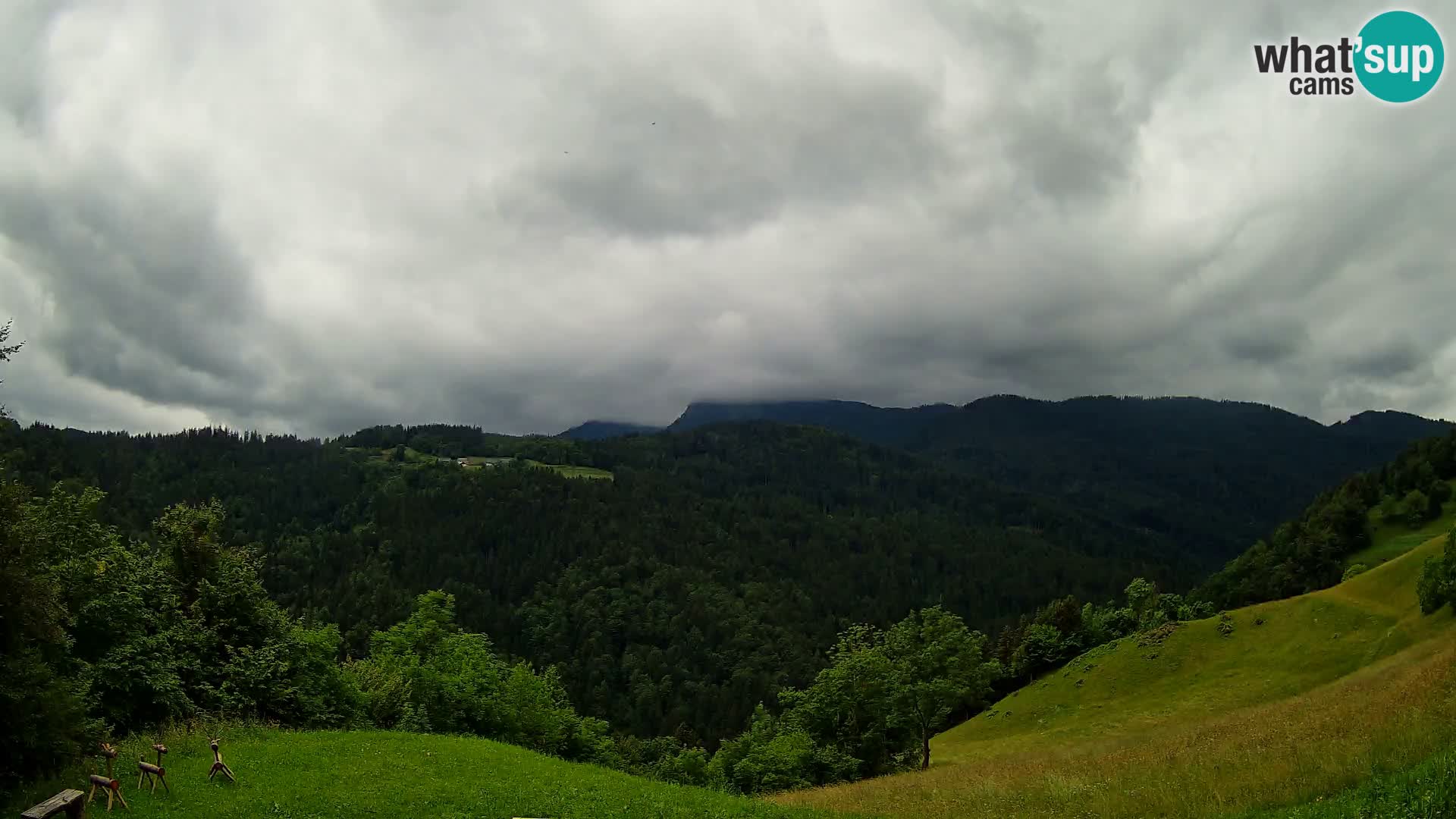 Spletna kamera Brunarica Dražgoše – Pogled v živo na Ratitovec (1666 m)