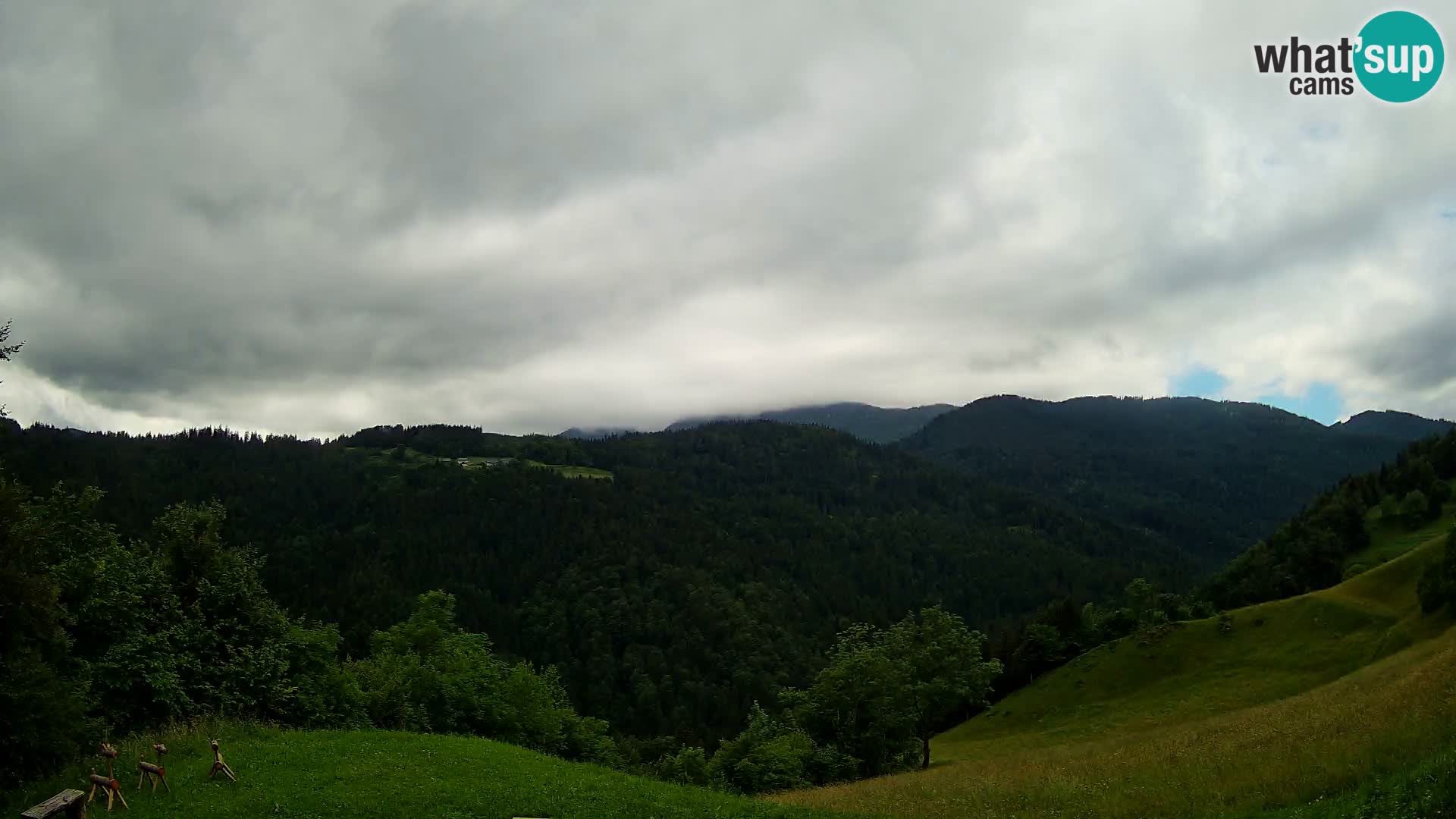 Spletna kamera Brunarica Dražgoše – Pogled v živo na Ratitovec (1666 m)