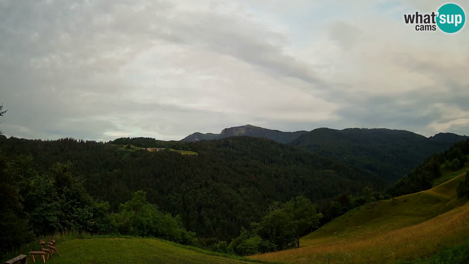 Webcam Brunarica Dražgoše – Vista live sul Ratitovec (1666 m)