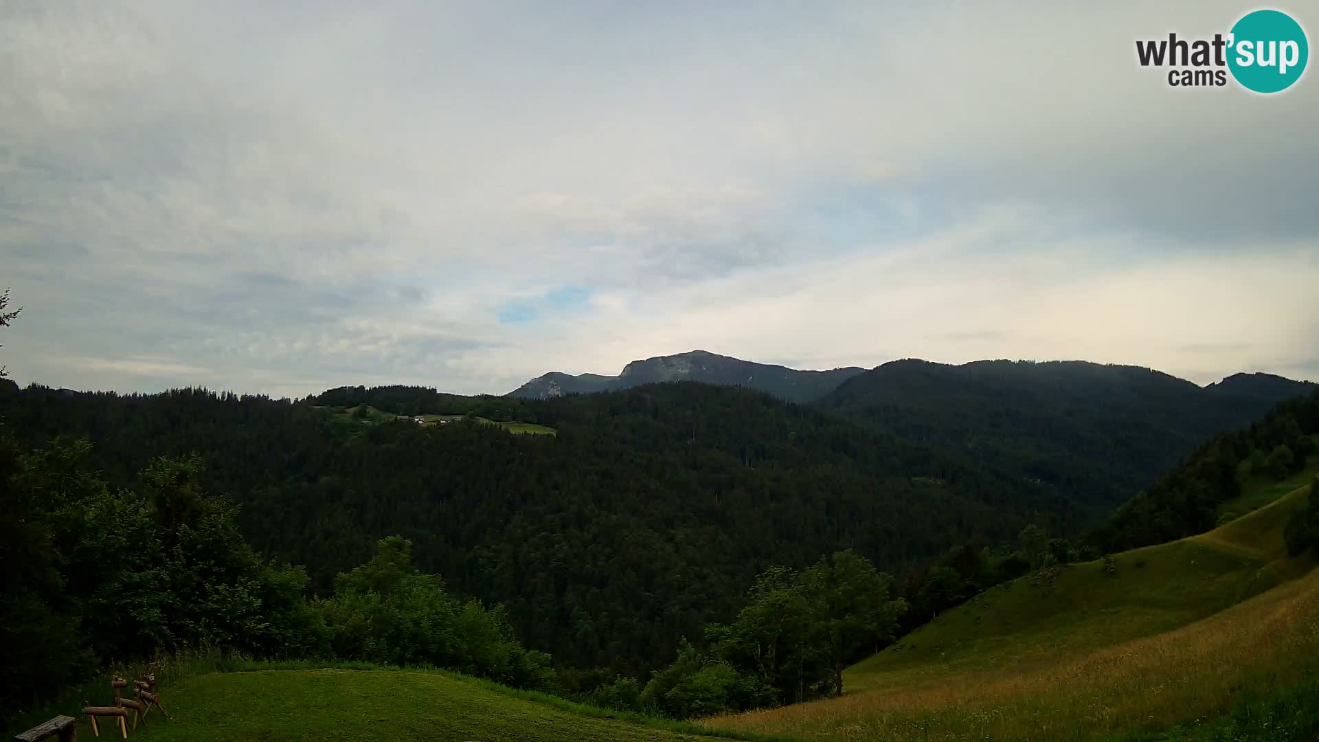 Webcam Brunarica Dražgoše – Liveblick auf Ratitovec (1666 m)