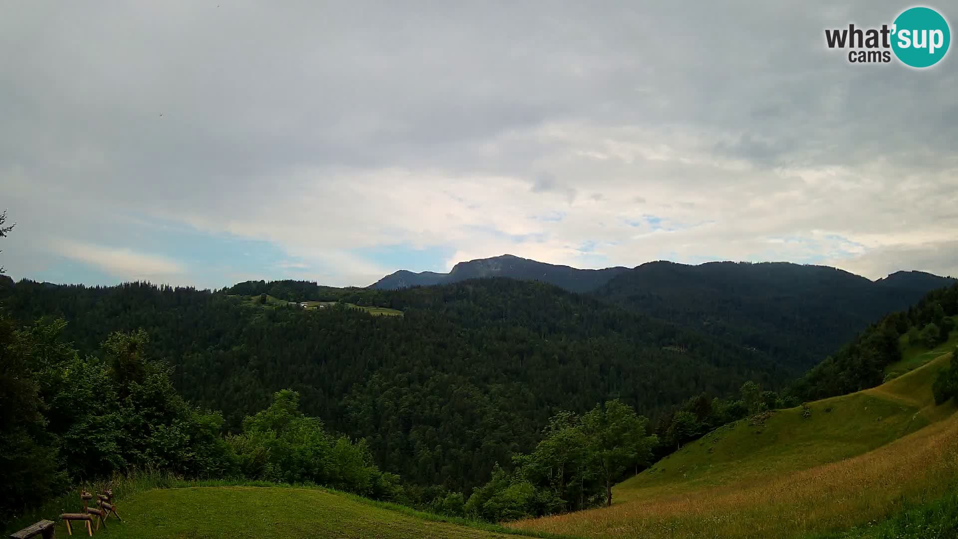 Webcam Brunarica Dražgoše – Liveblick auf Ratitovec (1666 m)