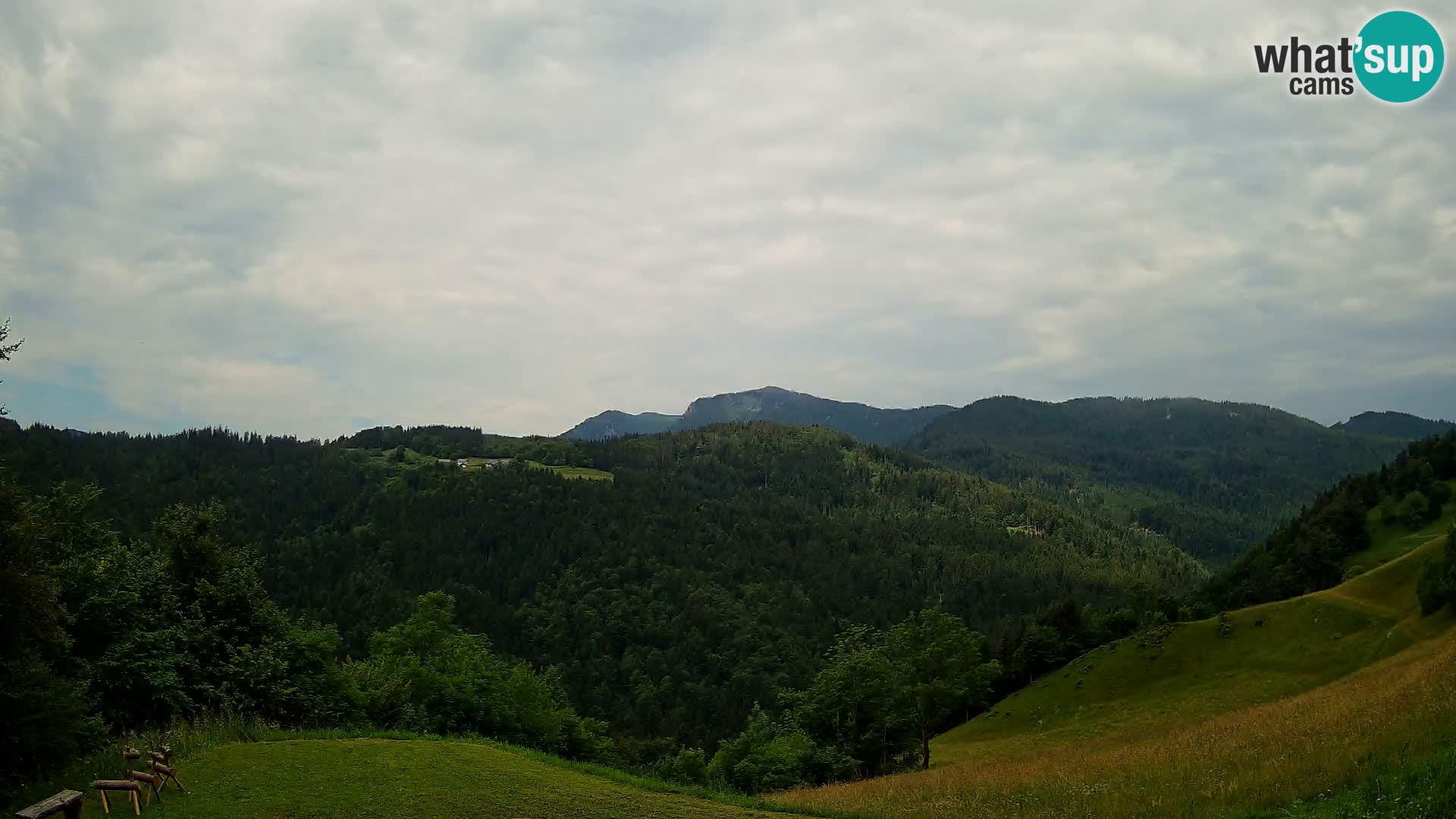 Webcam Brunarica Dražgoše – Vista live sul Ratitovec (1666 m)