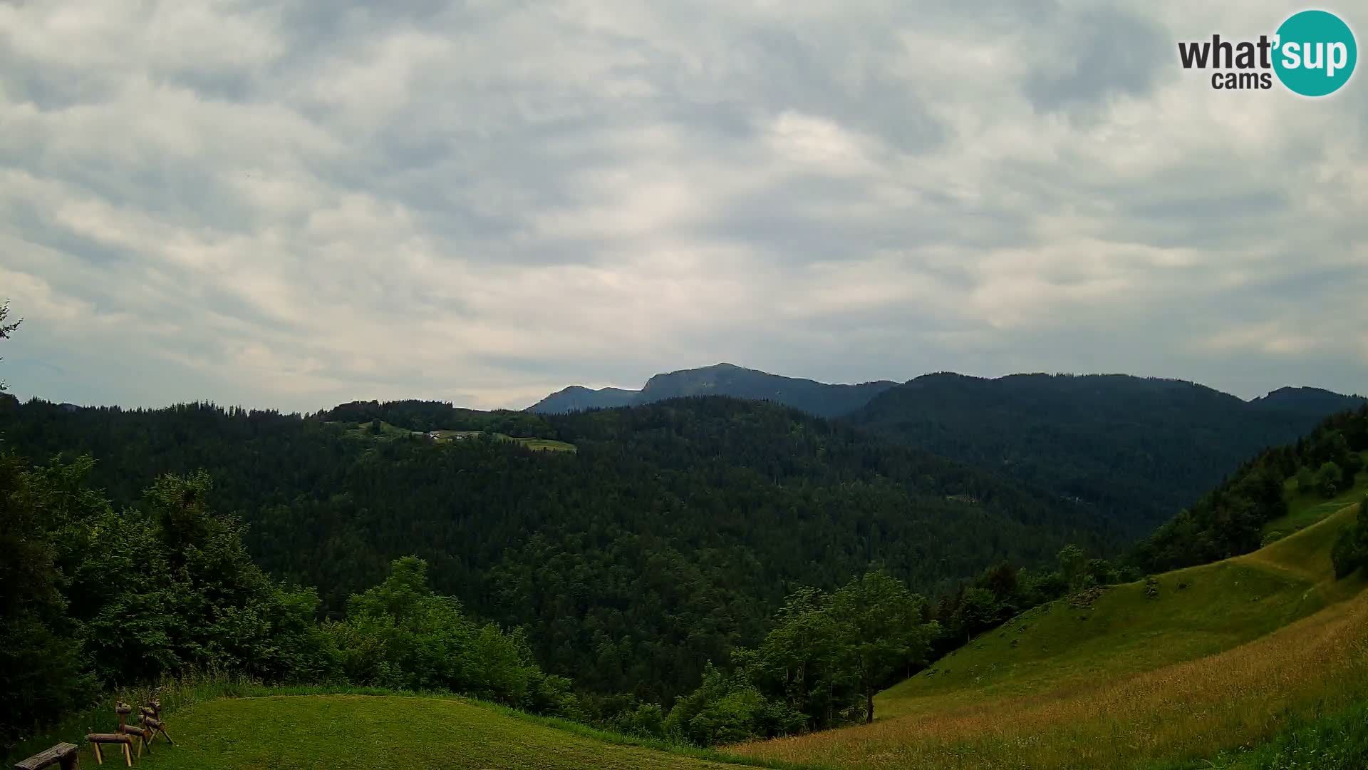 Webcam Brunarica Dražgoše – Vista live sul Ratitovec (1666 m)