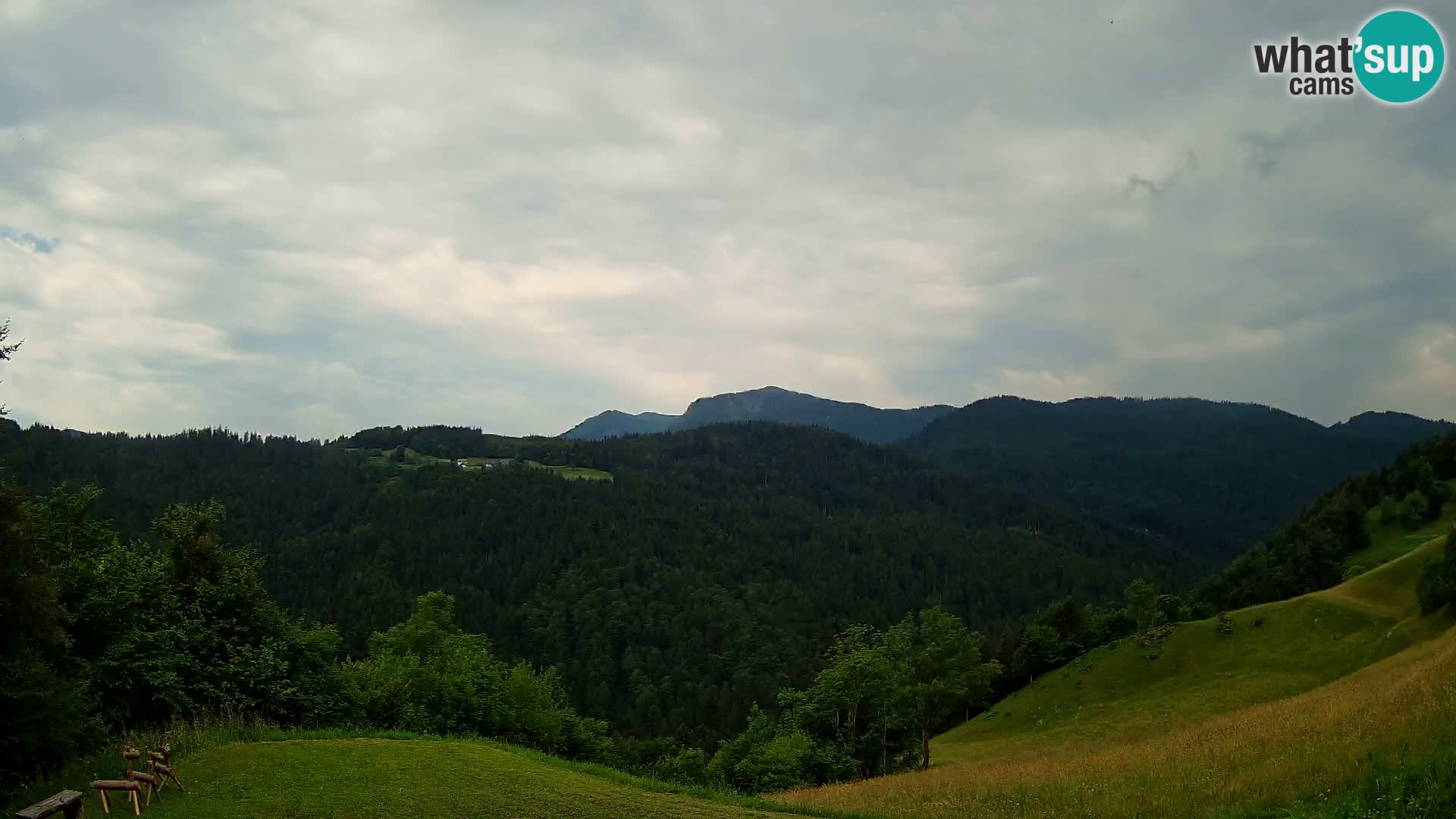 Spletna kamera Brunarica Dražgoše – Pogled v živo na Ratitovec (1666 m)