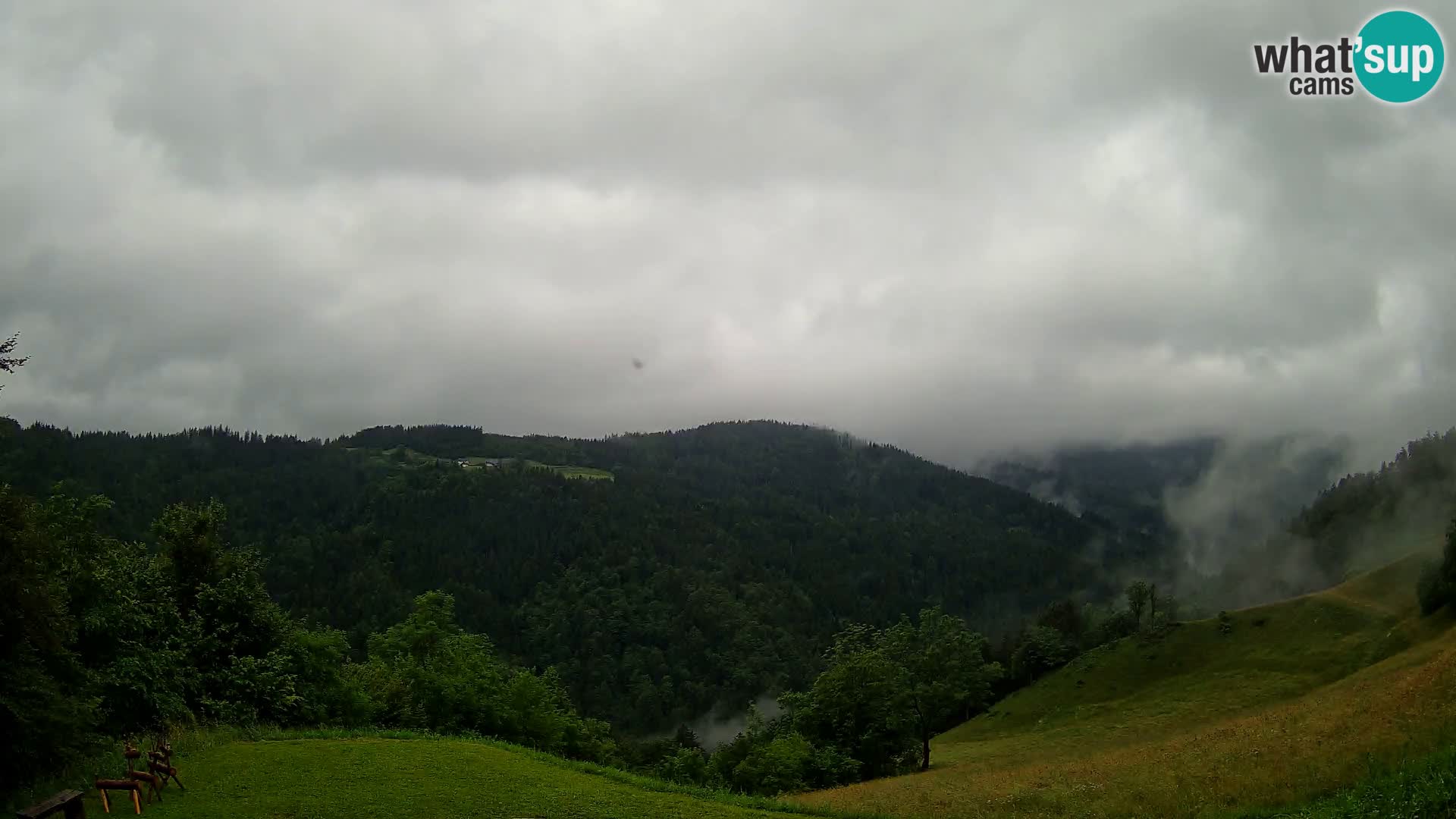 Webcam Brunarica Dražgoše – Vista live sul Ratitovec (1666 m)