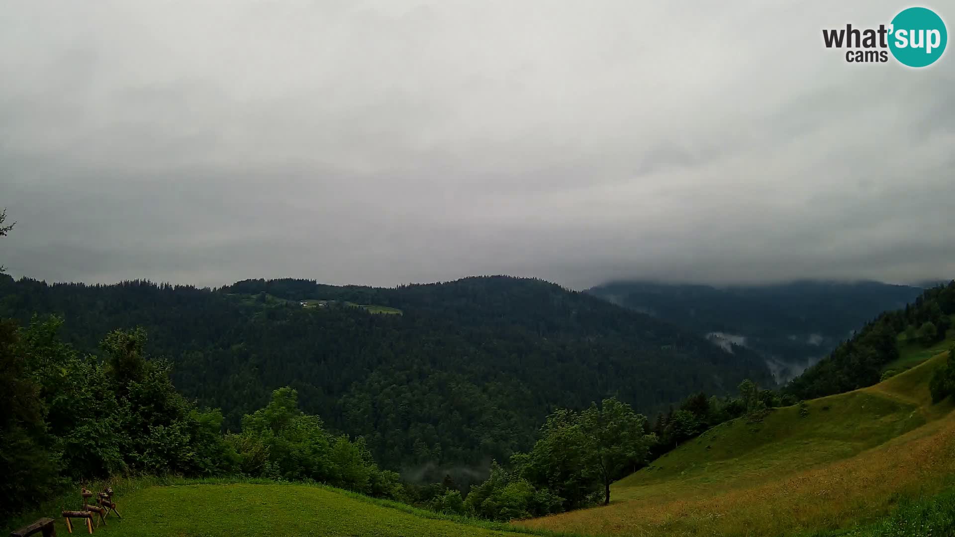 Webcam Brunarica Dražgoše – Vista live sul Ratitovec (1666 m)