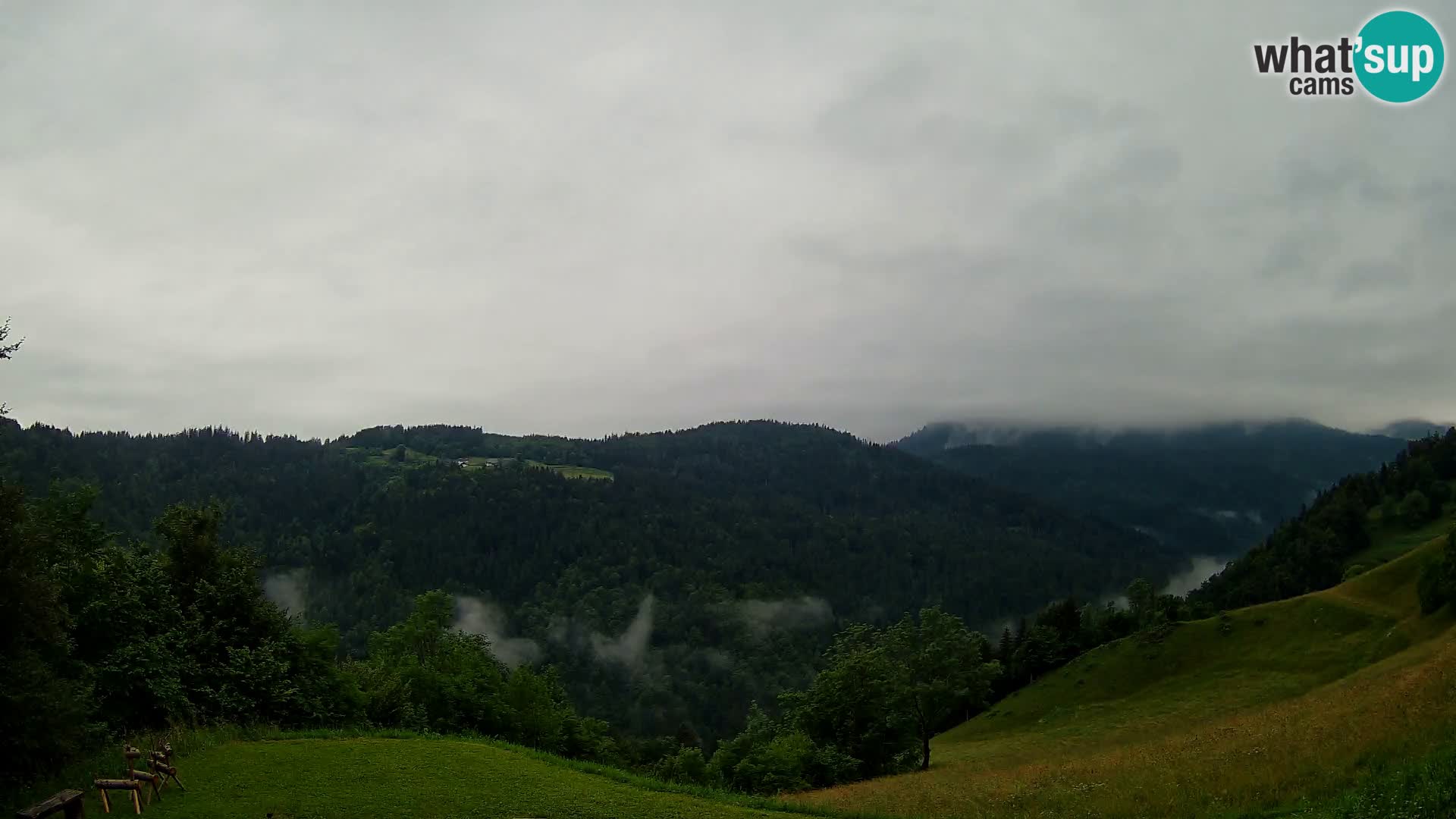 Webcam Brunarica Dražgoše – Vista live sul Ratitovec (1666 m)