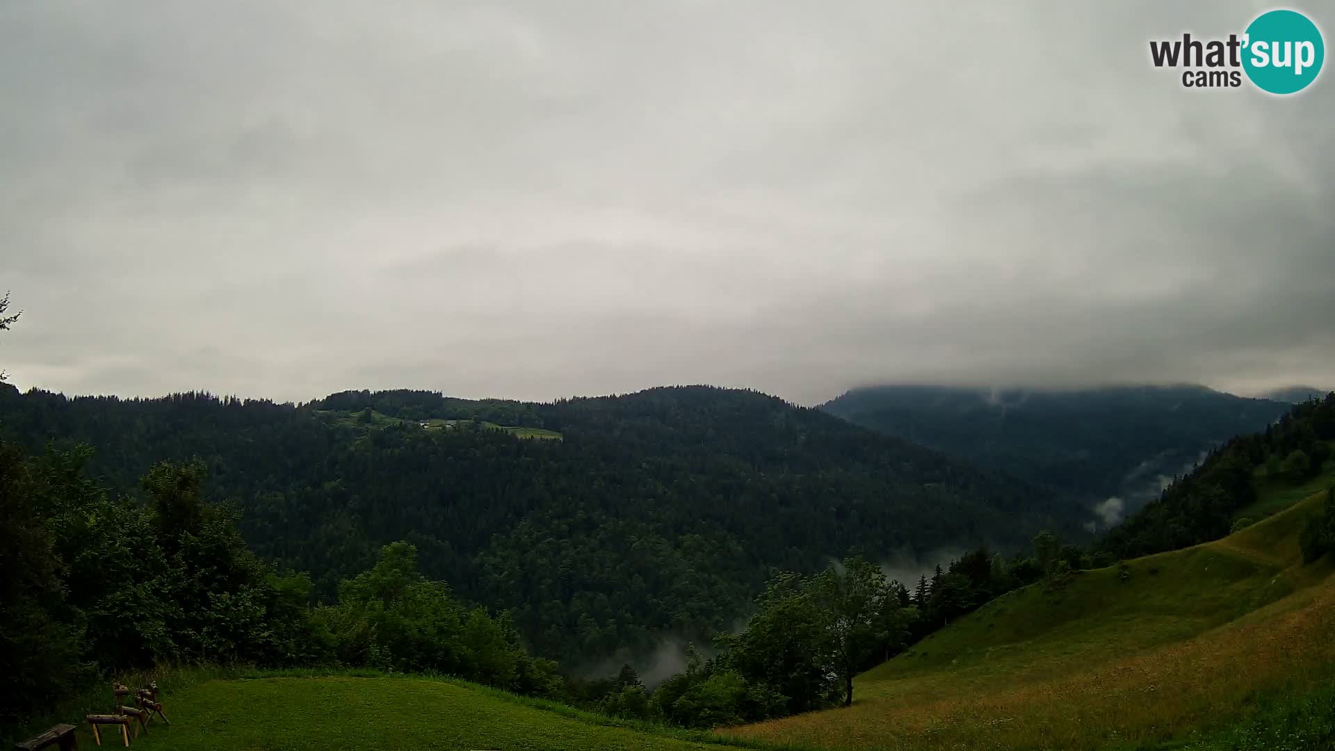 Webcam Brunarica Dražgoše – Live View of Ratitovec (1666 m)