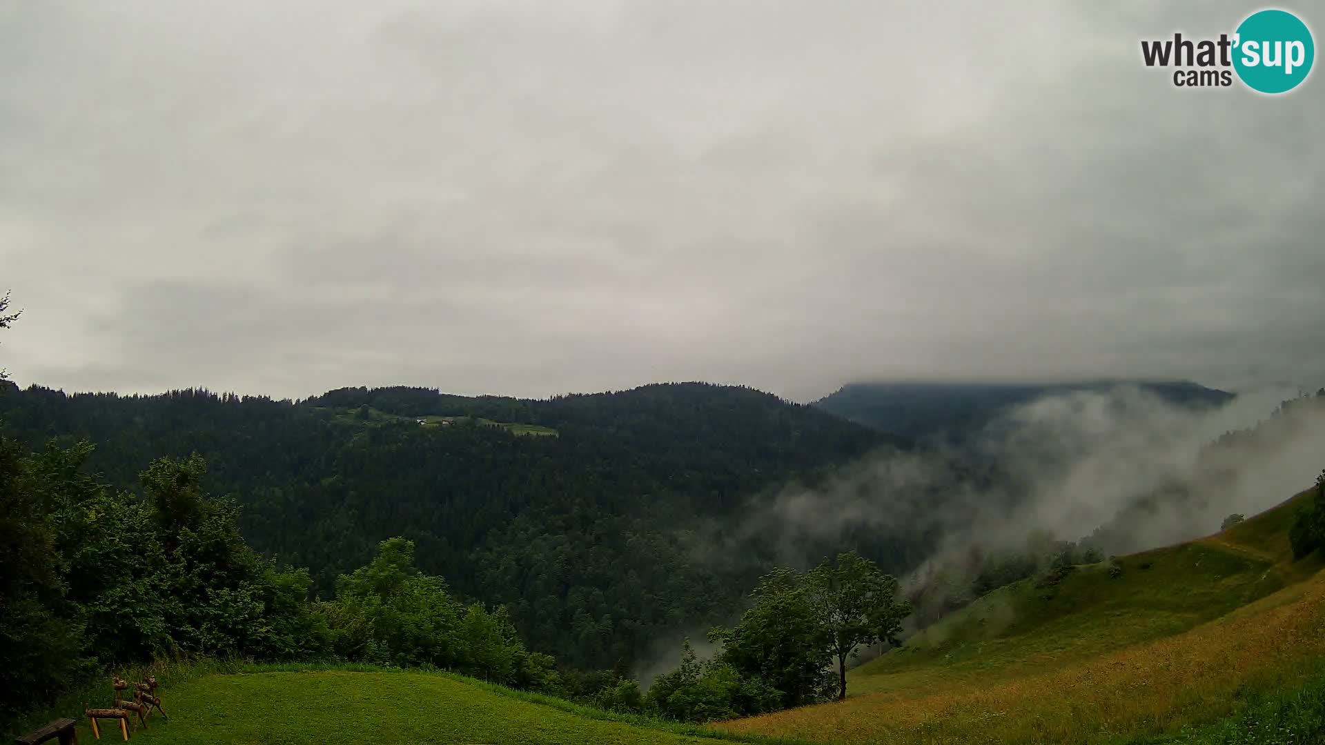 Webcam Brunarica Dražgoše – Vista live sul Ratitovec (1666 m)